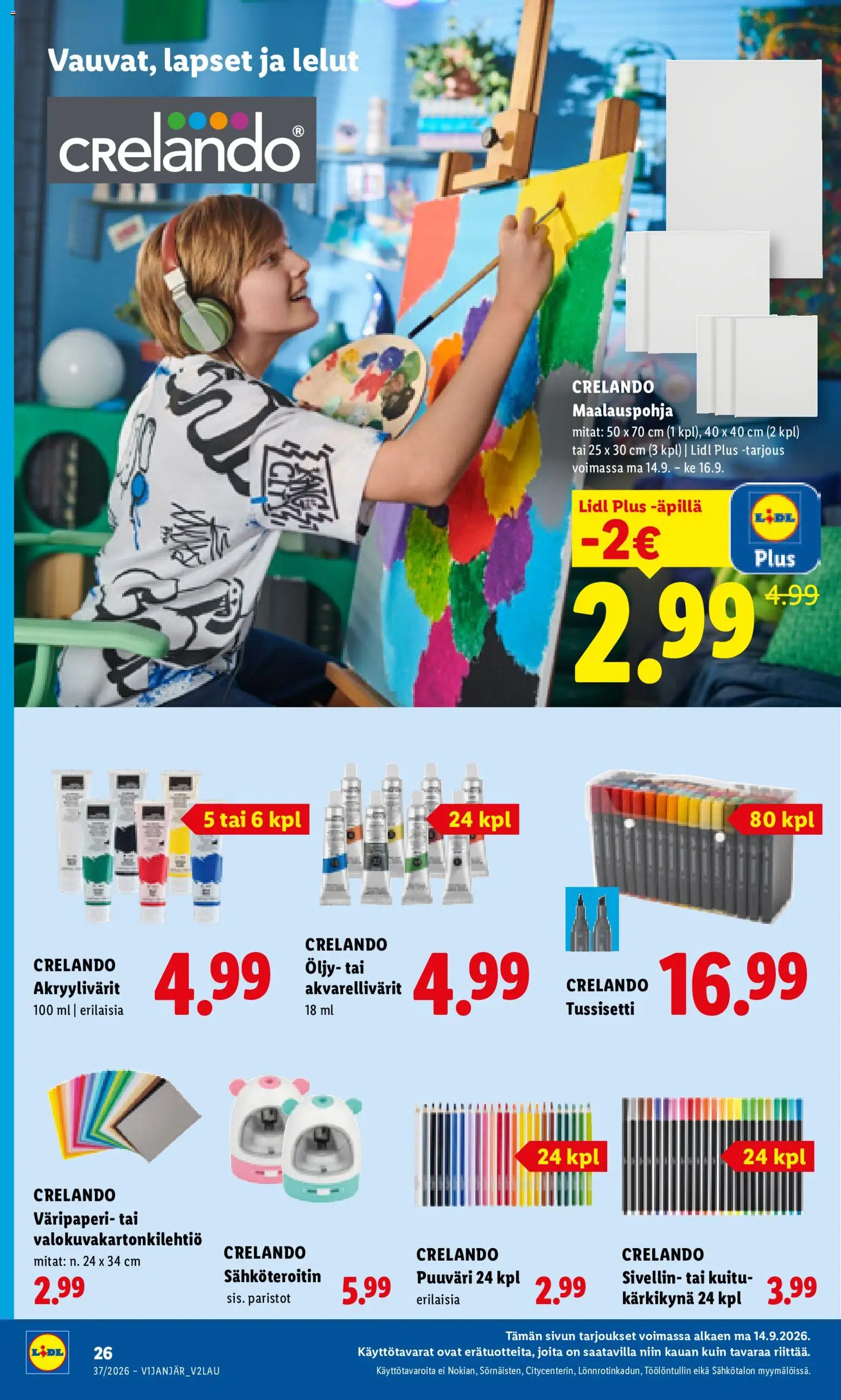 Lidl tarjoukset – voimassa 14/09/2026 alkaen | Sivu: 9 | Tuotteet: Sivellin, Paristot, Öljy