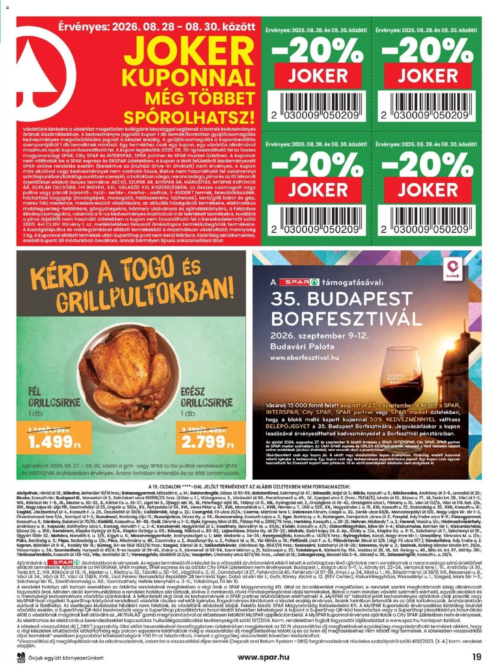 Spar akciós ujság - amely érvényes a következő dátumtól: 2026.08.27. | Oldal: 19 | Termékek: Köles, Szőlő, Grillcsirke, Mars