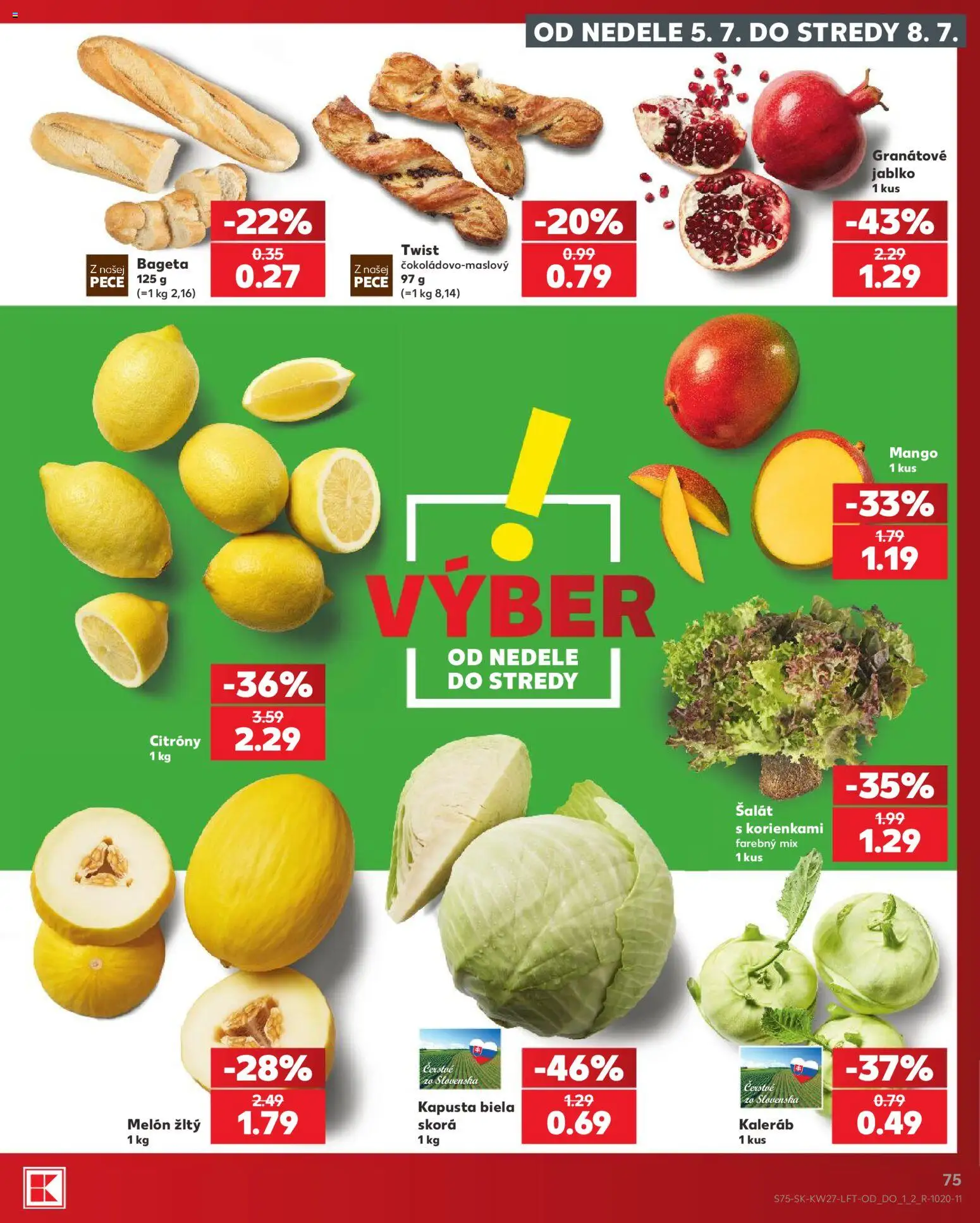 Nové Kaufland akcie – leták je platný od 02.07.2026 | Strana: 75 | Produkty: Kapusta biela, Citróny, Šalát, Melón