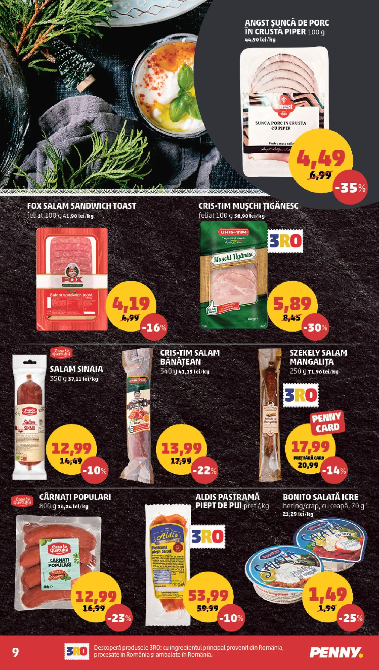 Noul catalog PENNY – valabil de la 19.08.2026 | Pagină: 9 | Produse: Muschi tiganesc, Pui, Fox, Șuncă