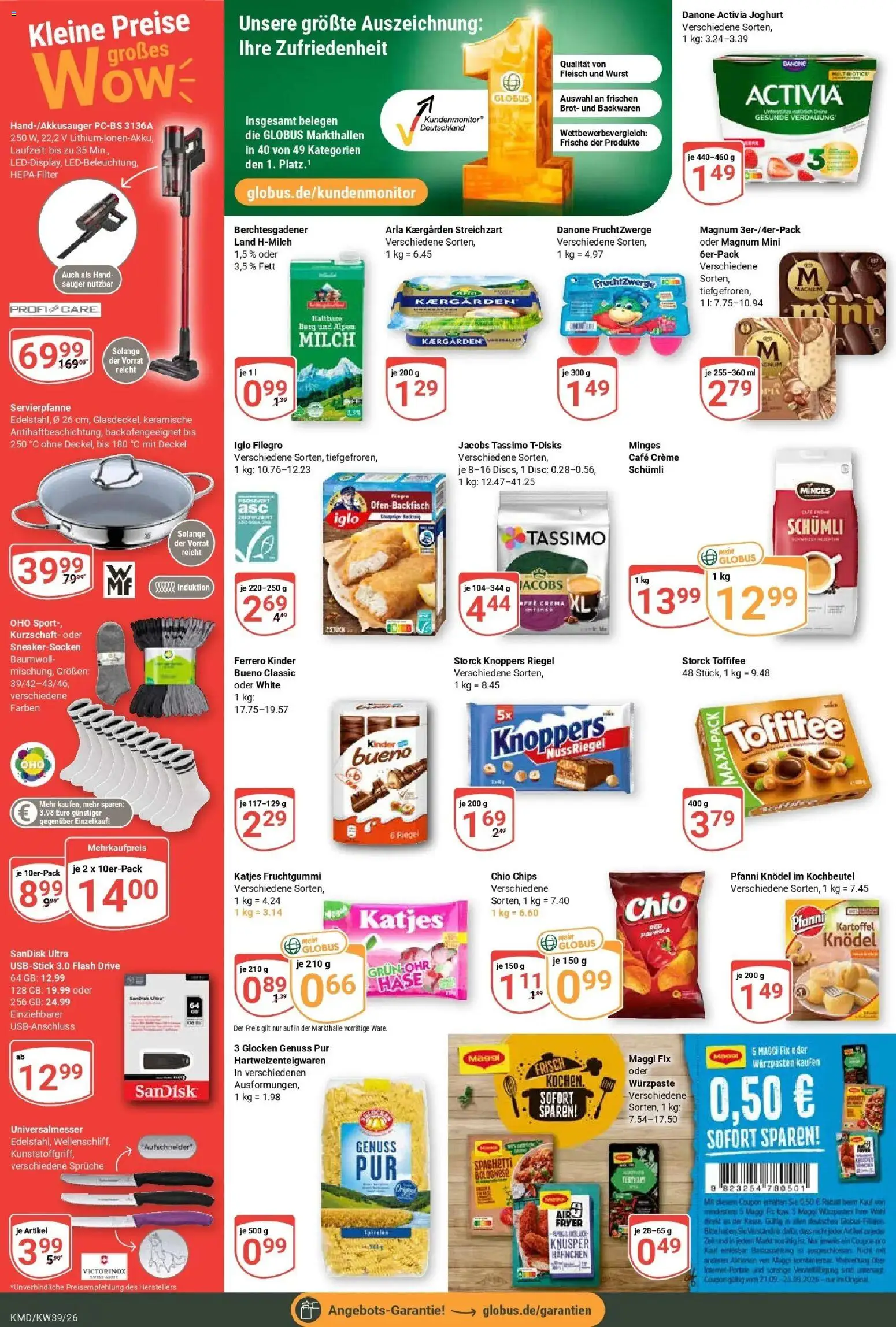 Globus Prospekt Köln (ab 21.09.2026) » Angebote online | Seite: 4 | Produkte: Danone activia, Creme, Knoppers, Brot