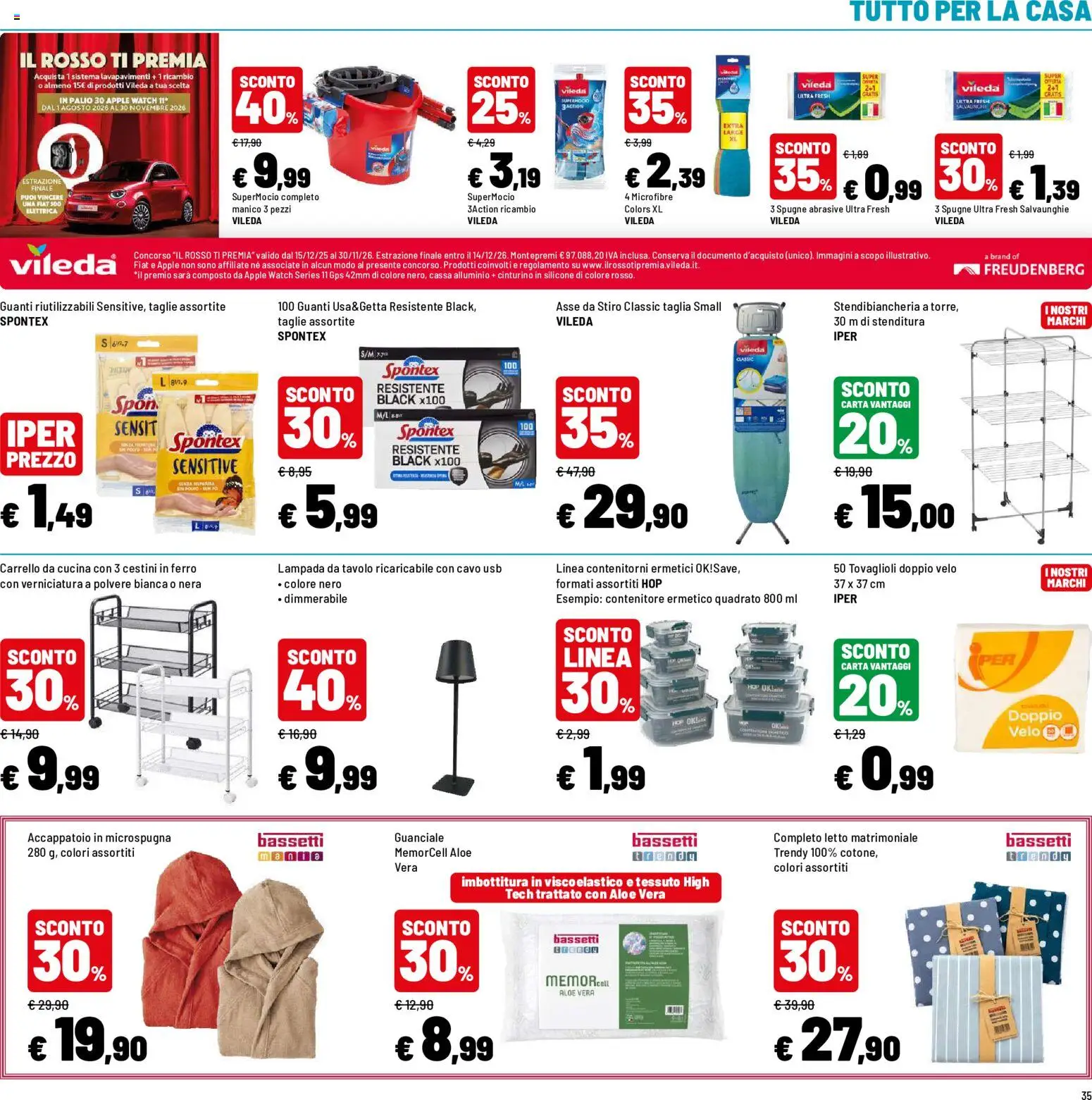 Volantino Iper del 01/10/2026 | Pagina: 35 | Prodotti: Accappatoio, Guanti, Alluminio, Spugne