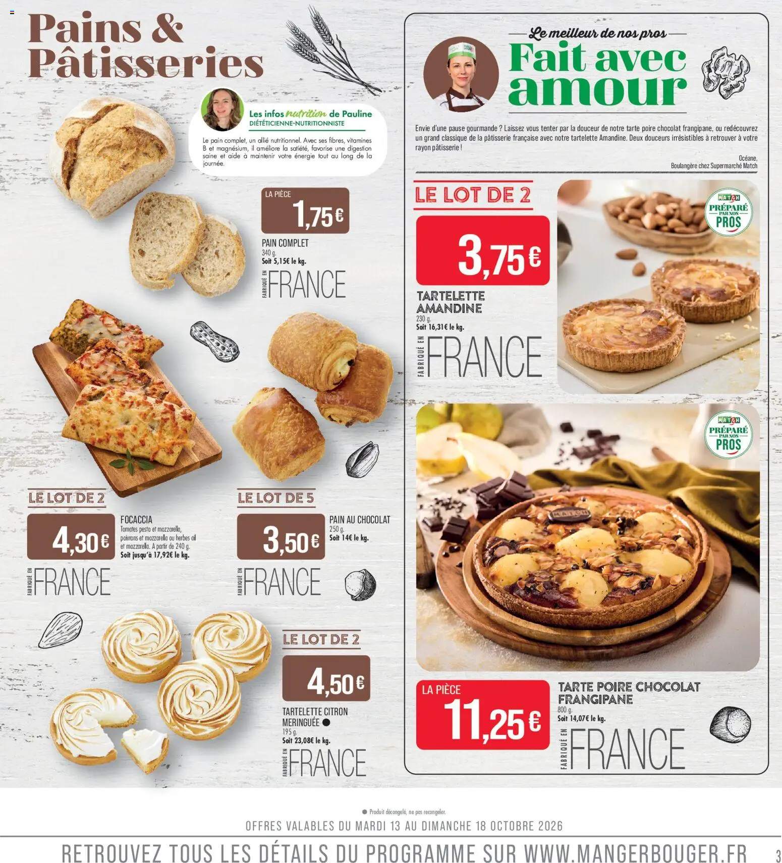 {H1} | Page: 3 | Produits: Poire, Pesto, Focaccia, Pain