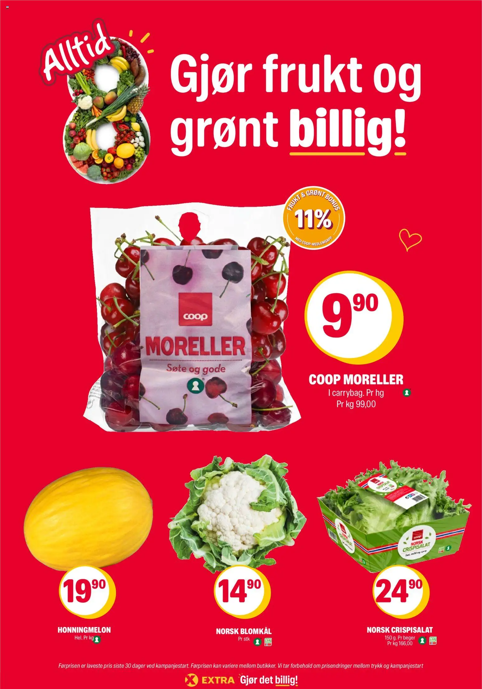 {H1} | Side: 6 | Produkter: Moreller, Blomkål, Crispisalat, Honningmelon