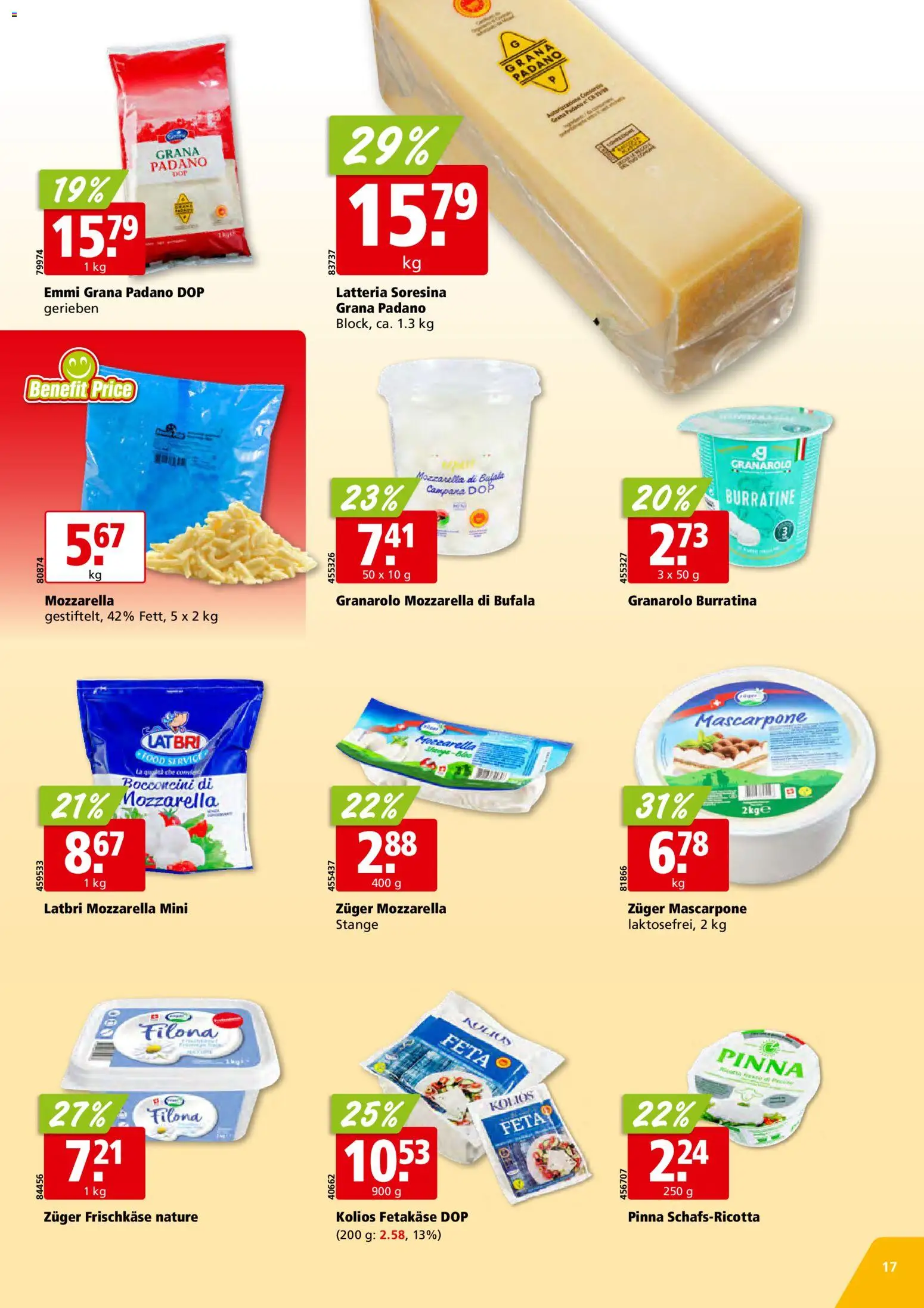 Aligro aktionen – gültig ab 20.07.2026 | Seite: 17 | Produkte: Grana Padano, Feta, Mascarpone, Frischkäse