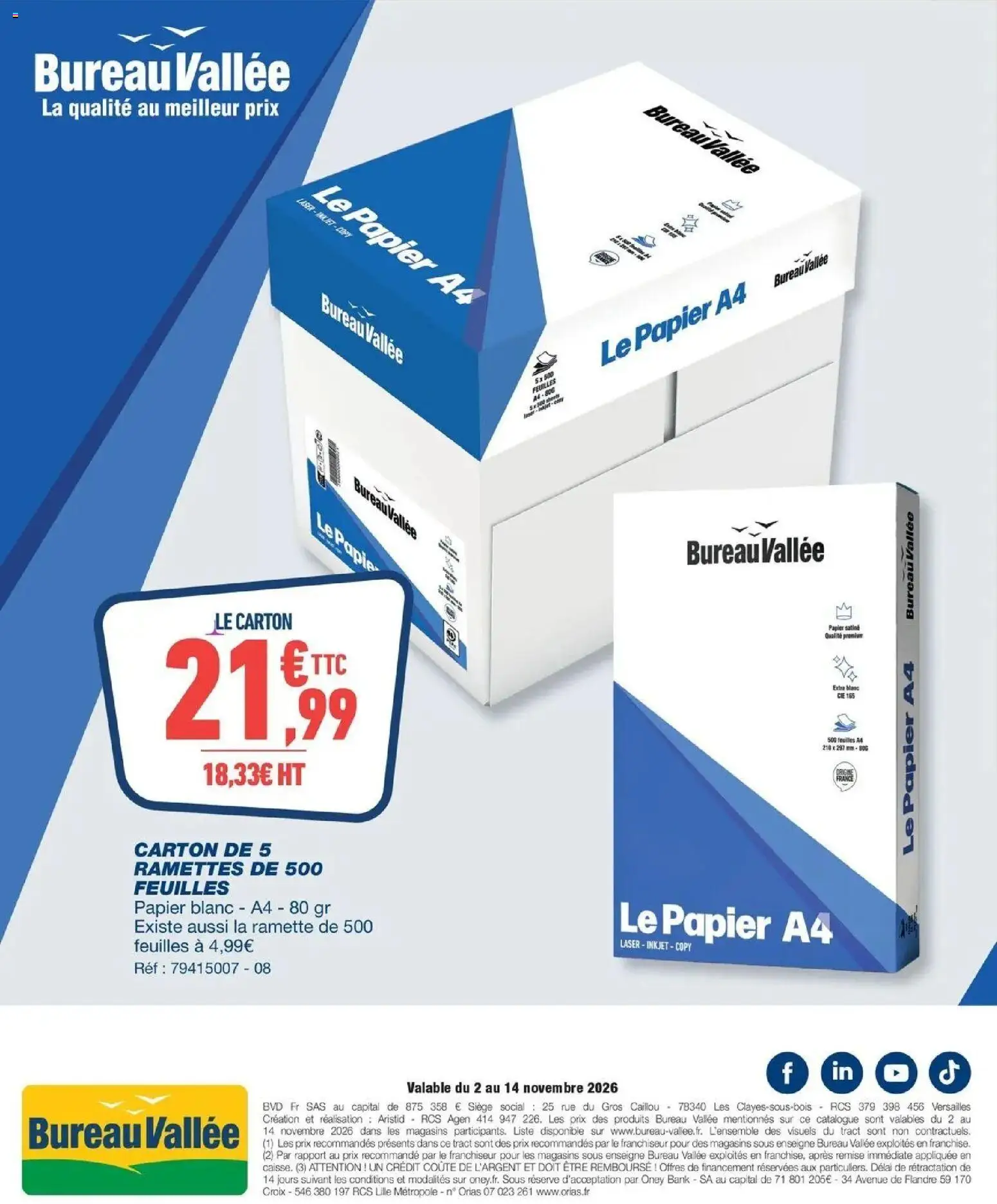 Bureau Vallée - Prix en folie! à partir du 02/11/2026 - promo en ligne | Page: 12 | Produits: Bureau, Papier blanc