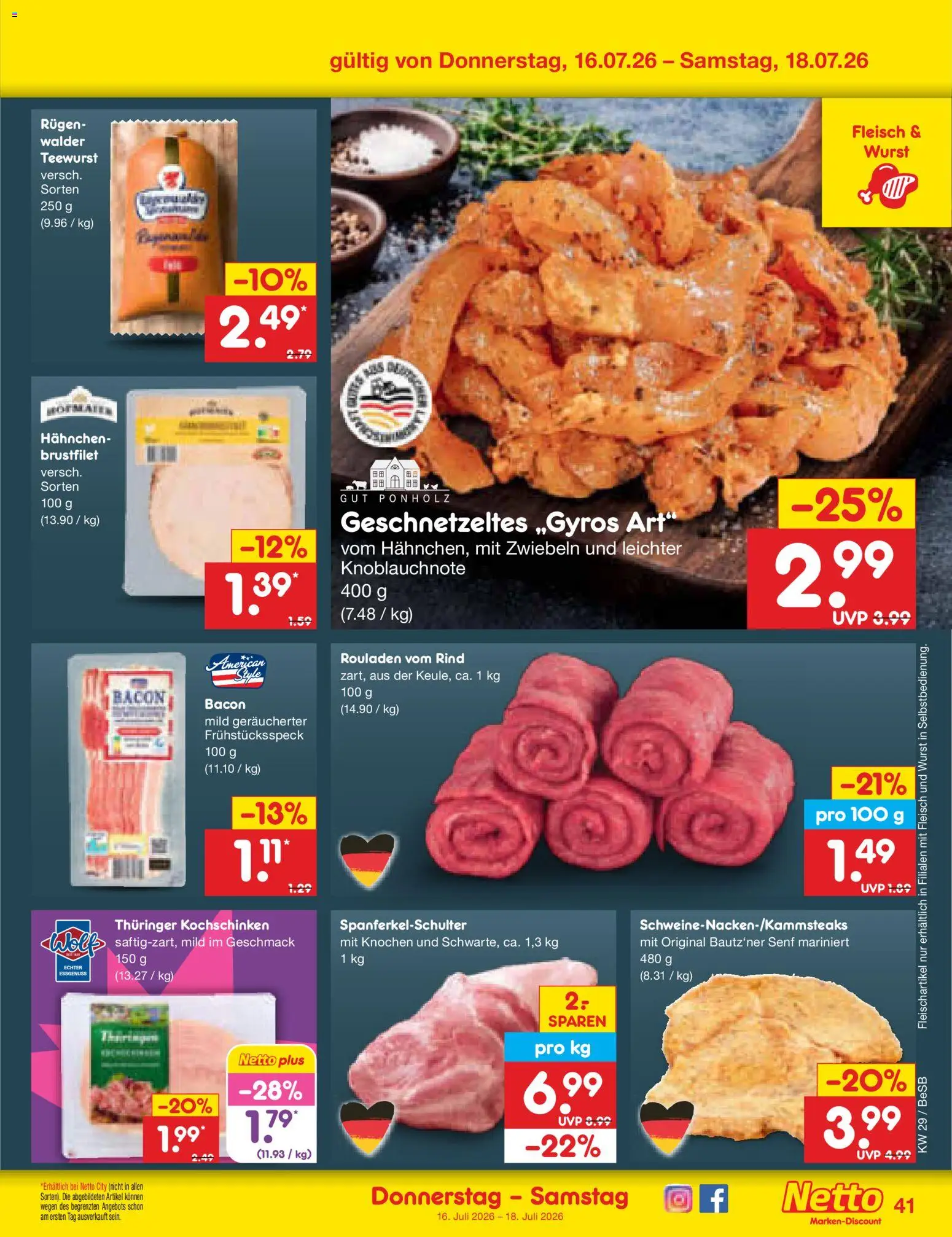 Netto Marken-Discount Prospekt – gültig ab 13.07.2026 | Seite: 59 | Produkte: Hahnchen, Zwiebeln, Wurst, Fleisch