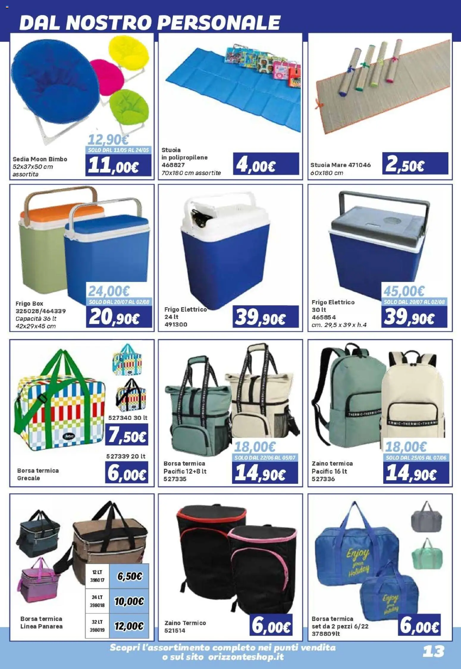 Volantino Orizzonte del 08/05/2026 | Pagina: 13 | Prodotti: Zaino, Borsa termica, Borsa, Sedia