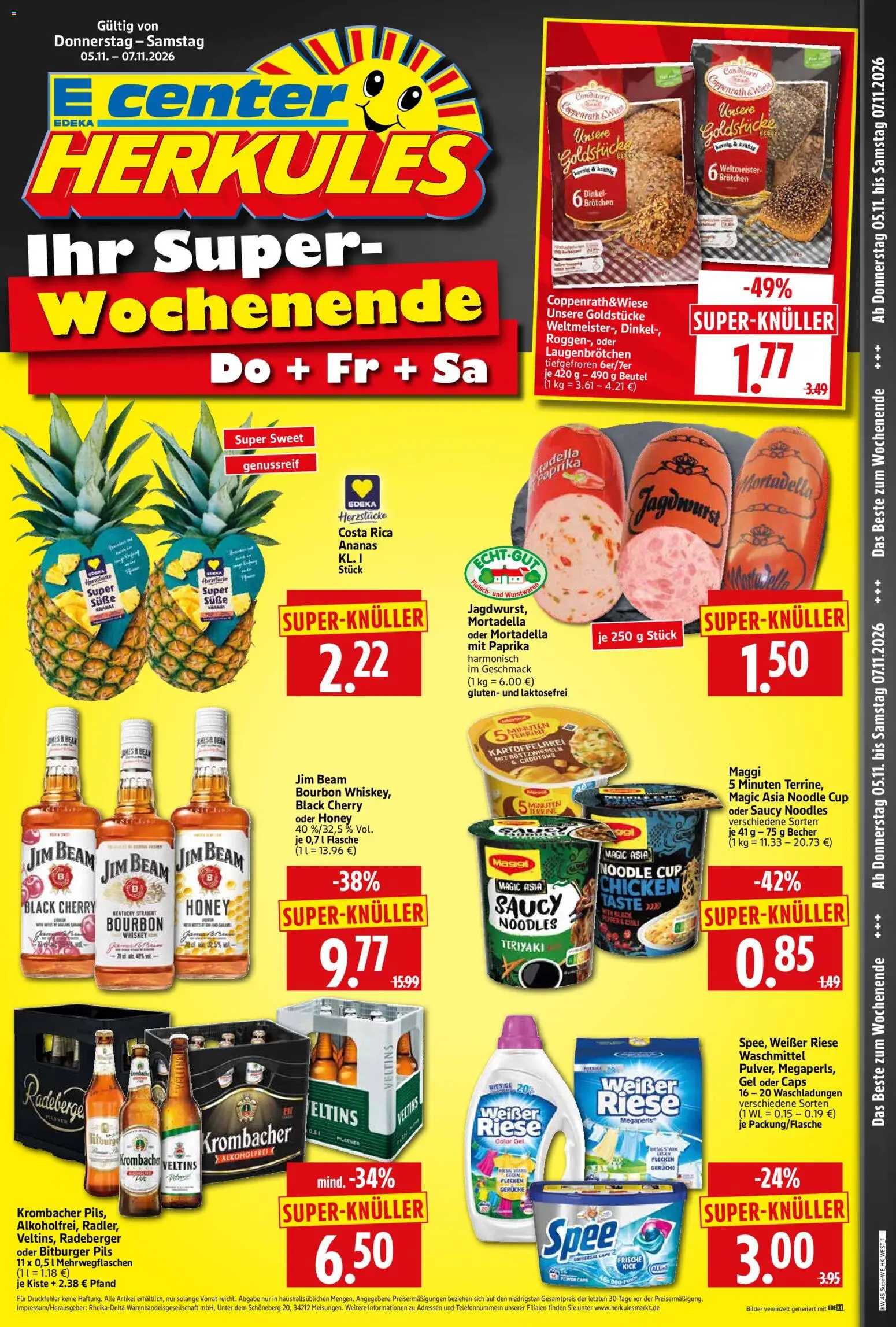 HERKULES Sonderbeilage – gültig ab 05.11.2026 | Seite: 1 | Produkte: Pils, Ananas, Bilder, Bourbon
