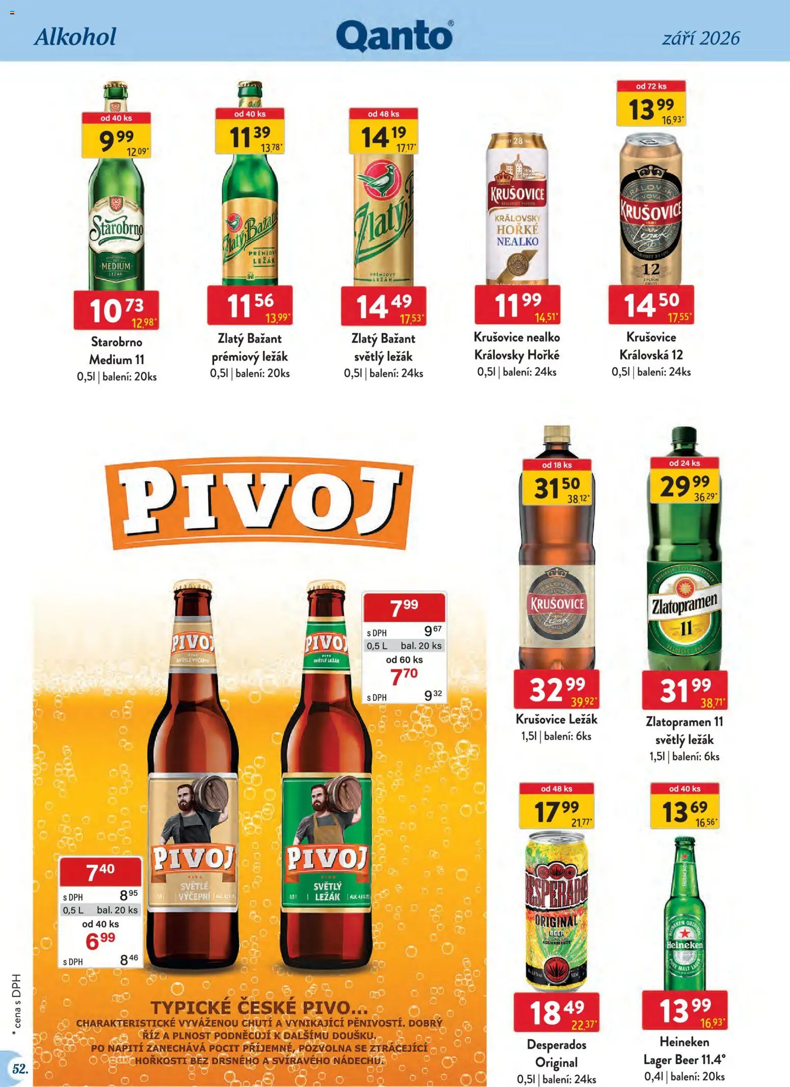 Astur & Qanto leták - Velkoobchod 09/2026 od 01.09.2026 | Strana: 52 | Produkty: Heineken, Pivo, Zlatý Bažant, Krušovice Nealko