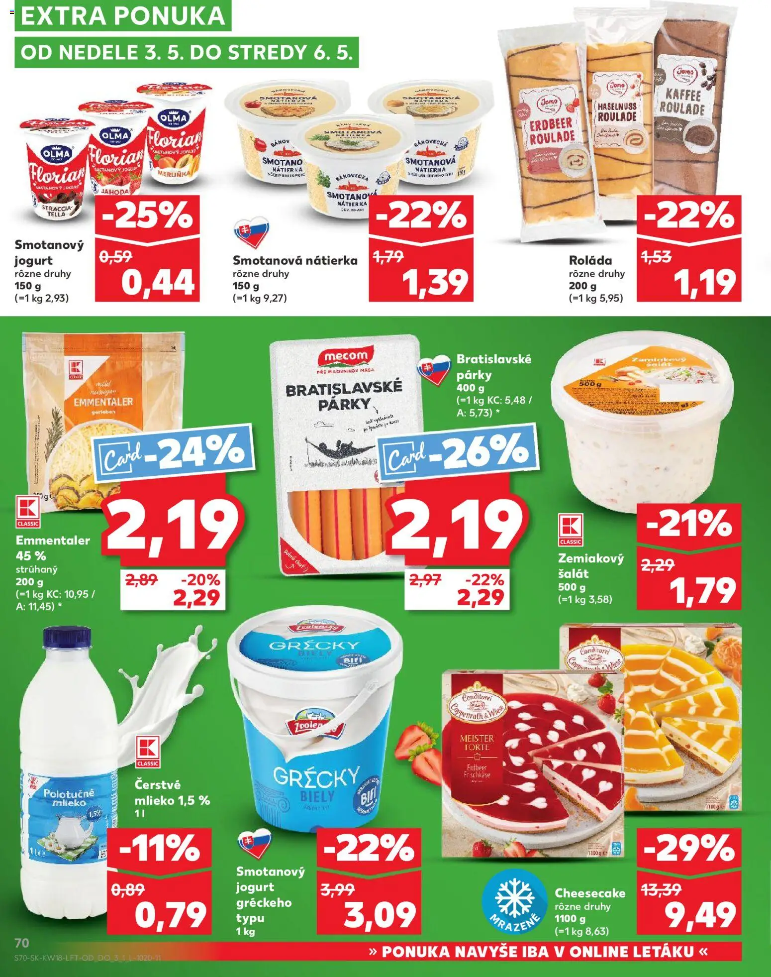 Nové Kaufland akcie – leták je platný od 30.04.2026 | Strana: 70 | Produkty: Mlieko, Jogurt, Šalát, Párky