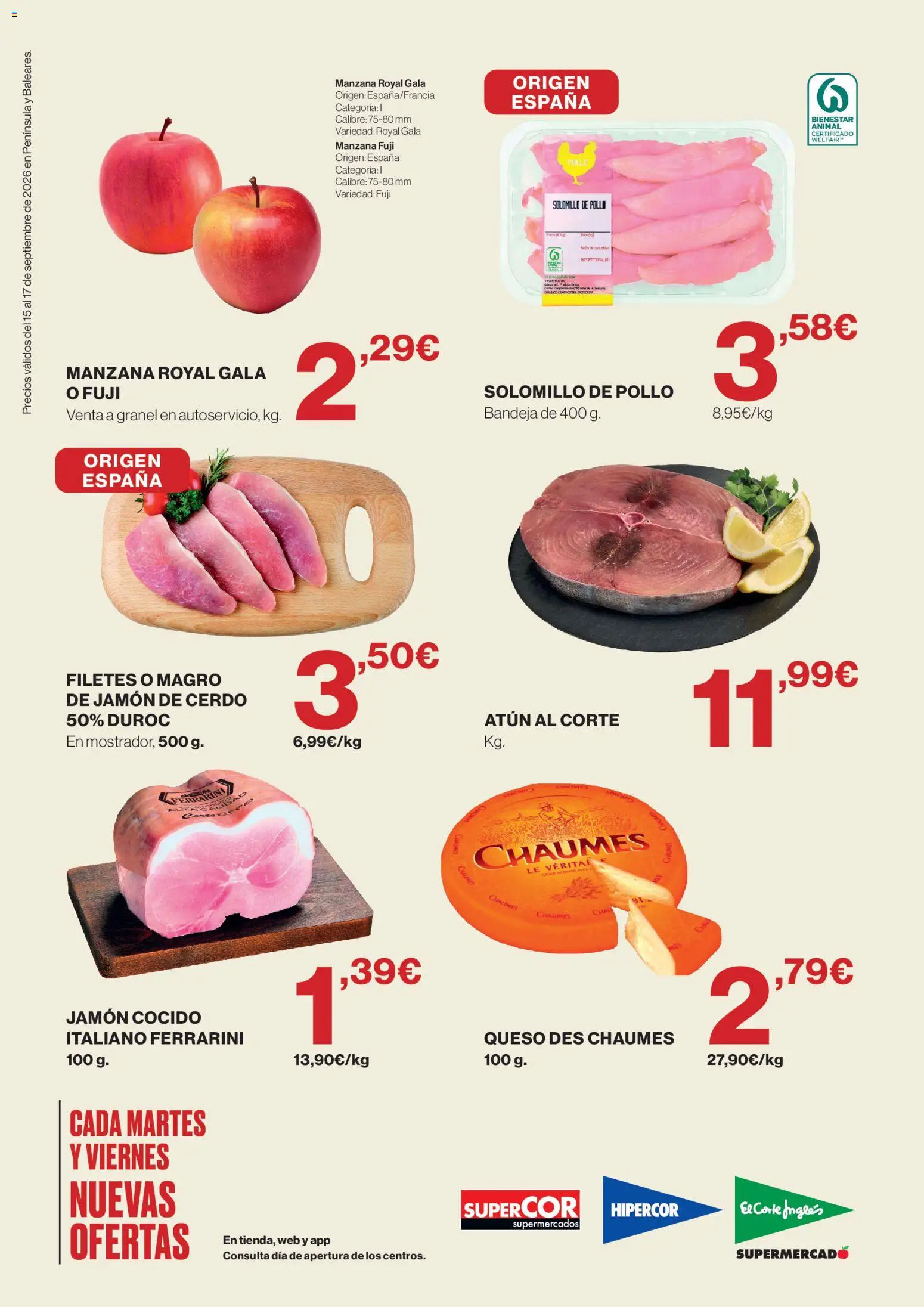 Supercor Península y Baleares │ válido desde el 15/09/2026 | Página: 2 | Productos: Queso, Jamón cocido, Bandeja, Pollo