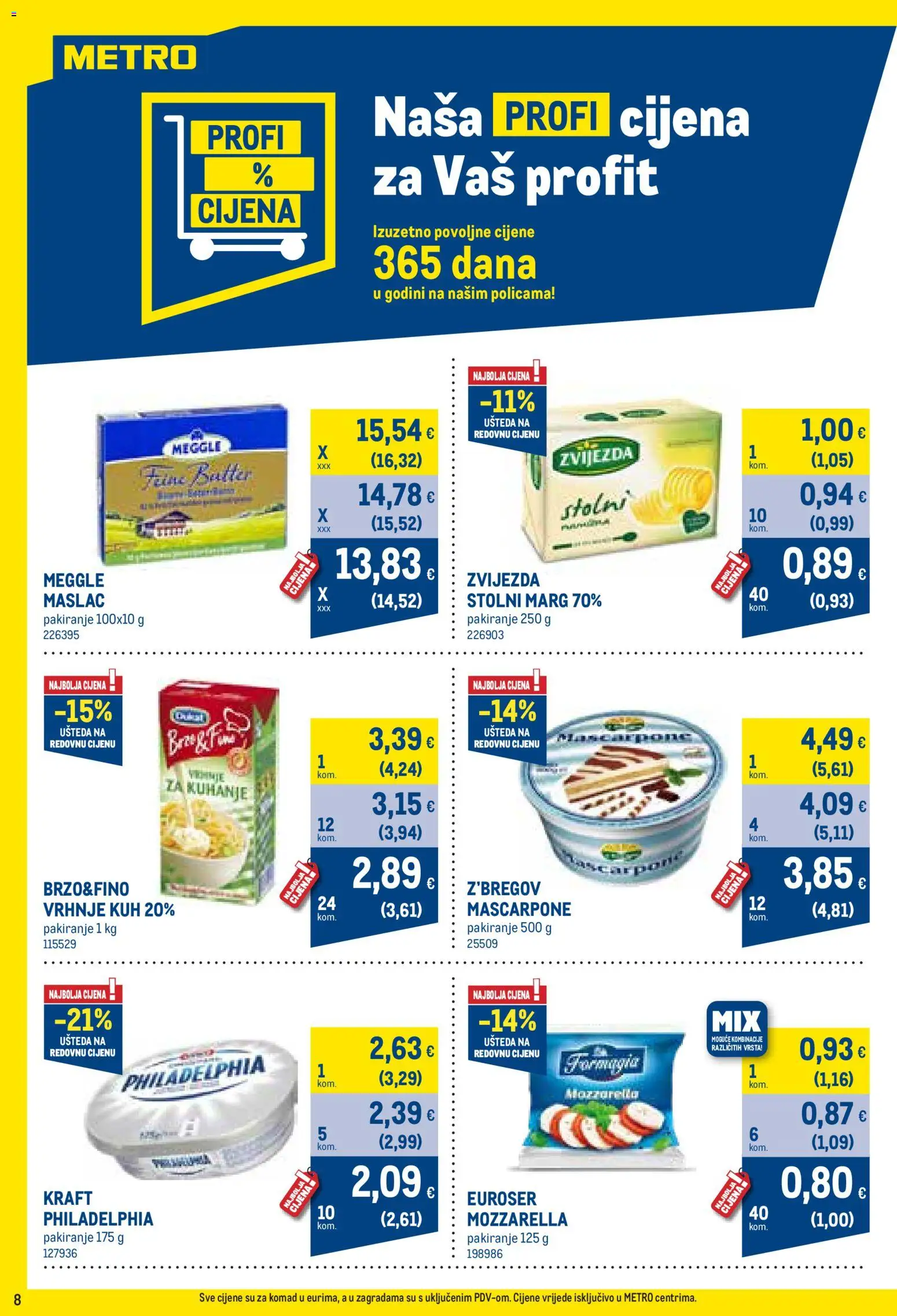 Metro katalog | vrijedi od 01.10.2026 | Stranica: 8 | Proizvodi: Mozzarella, Mascarpone, Maslac