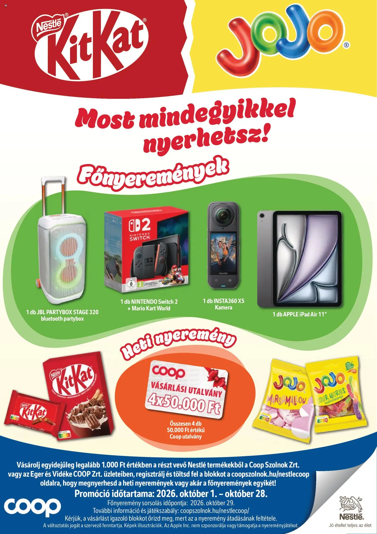 COOP Szolnok akciós ujság - amely érvényes a következő dátumtól: 2026.10.15. | Oldal: 8 | Termékek: Kamera, Nestlé, KitKat, Switch