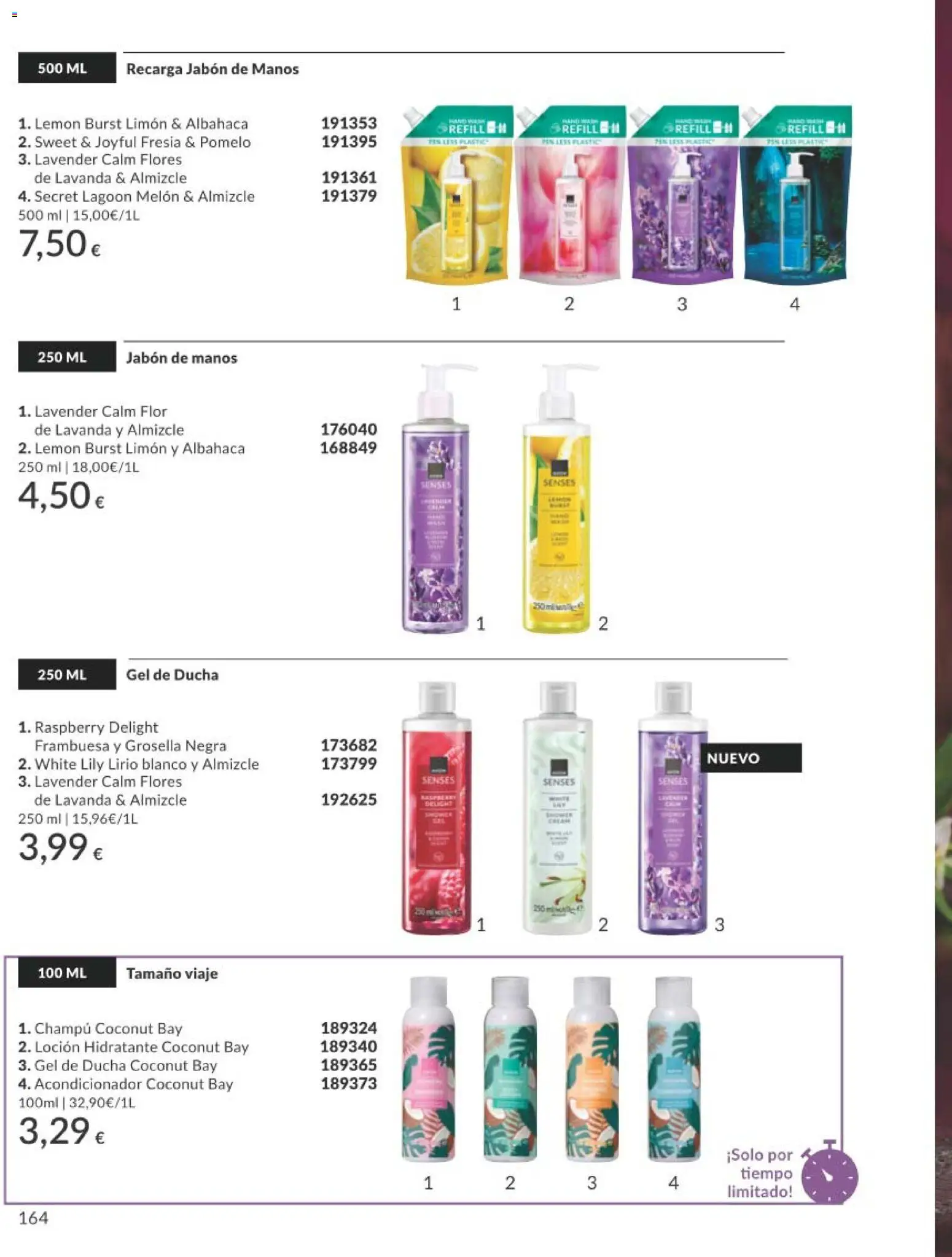 Catálogo AVON campaña 8 │ válido desde el 01/08/2026 | Página: 164 | Productos: Φορτιστής, Jabón, Gel de ducha, Ducha