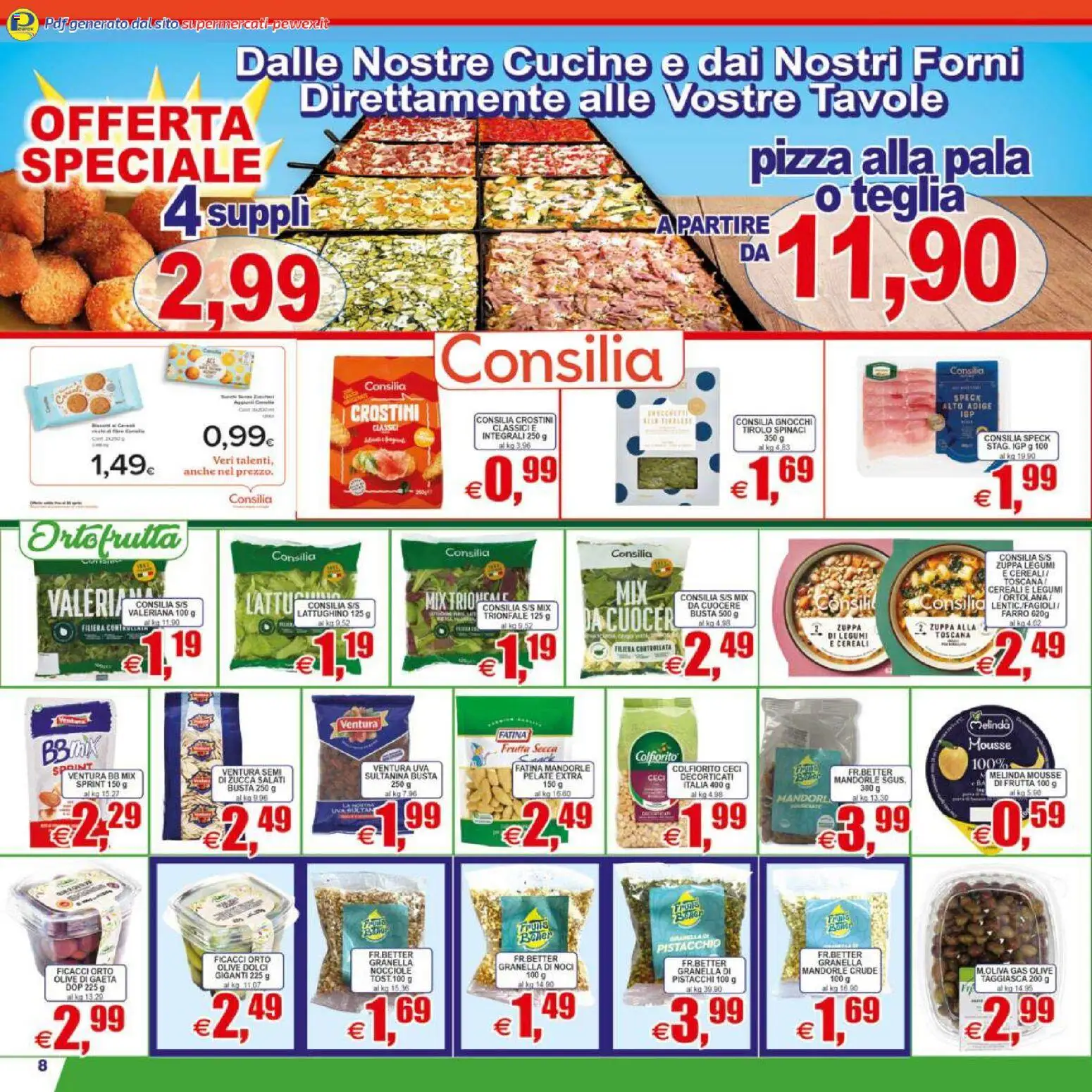 Volantino Pewex del 07.04.2026 | Pagina: 8 | Prodotti: Valeriana, Zucca, Uva, Gnocchi