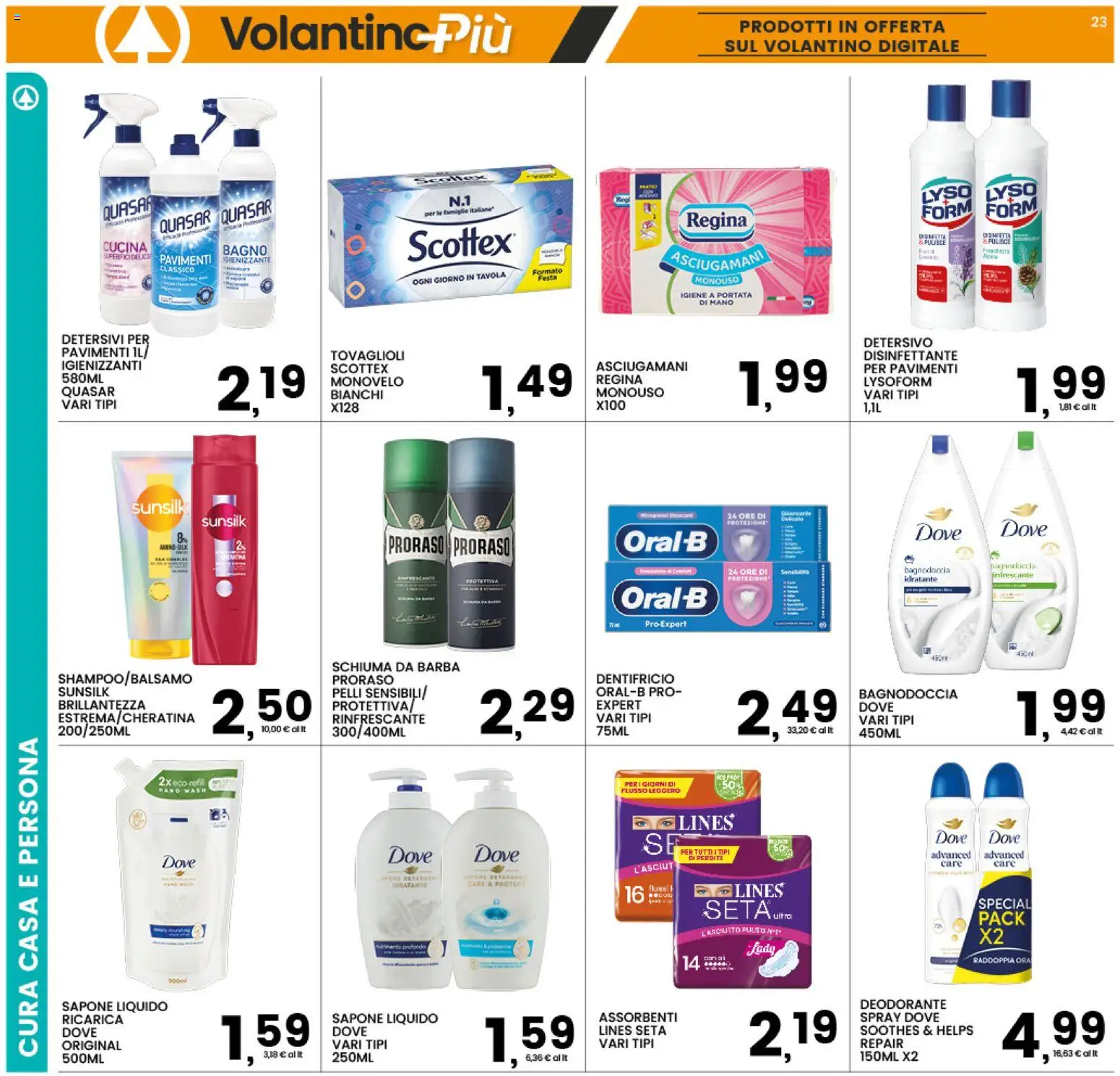 Volantino Interspar del 09/07/2026 | Pagina: 23 | Prodotti: Schiuma da barba, Deodorante, Dentifricio, Bagno