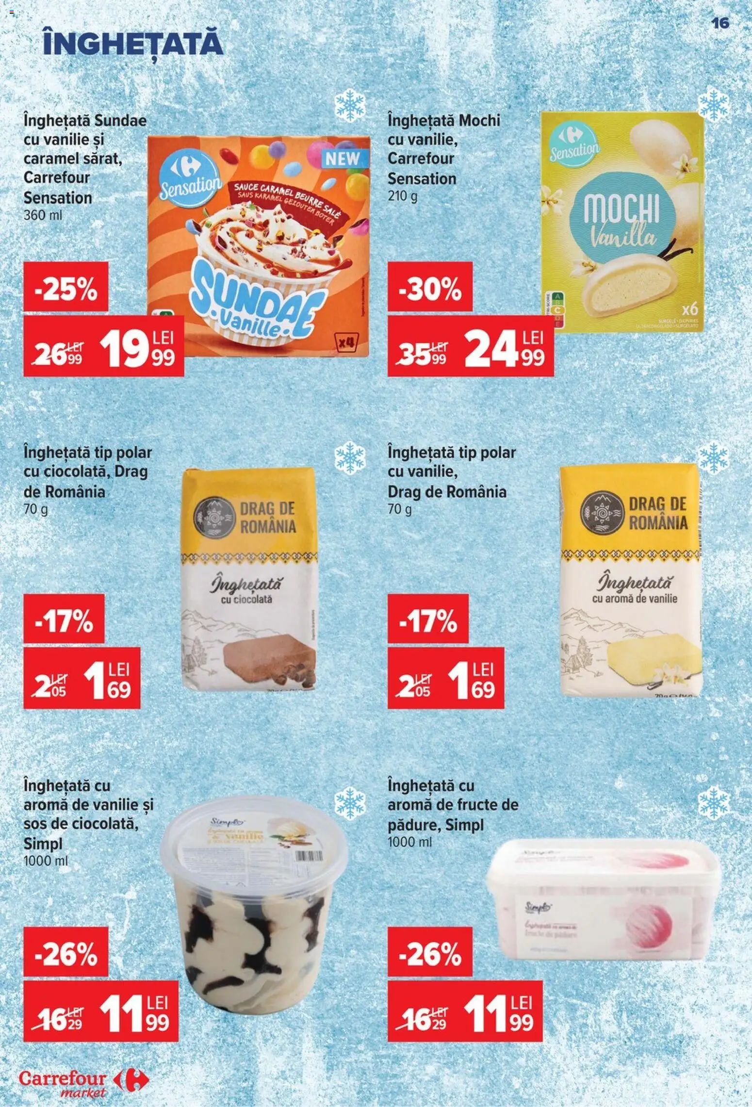 Noul catalog Carrefour – valabil de la 17.06.2026 | Pagină: 15 | Produse: Ciocolată, Înghețată, Fructe, Sos