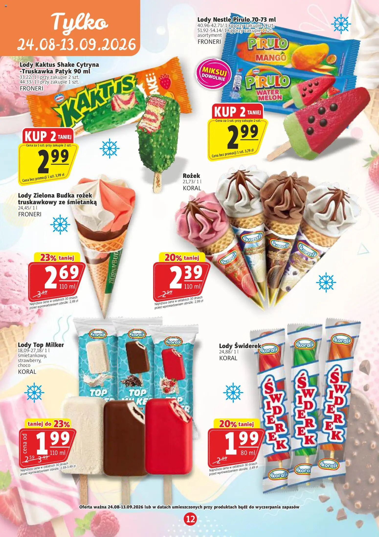 Prim Market gazetka - Witaj Szkoło od 03.08.2026 | Strona: 12 | Produkty: Cytryna, Mango, Top, Lody