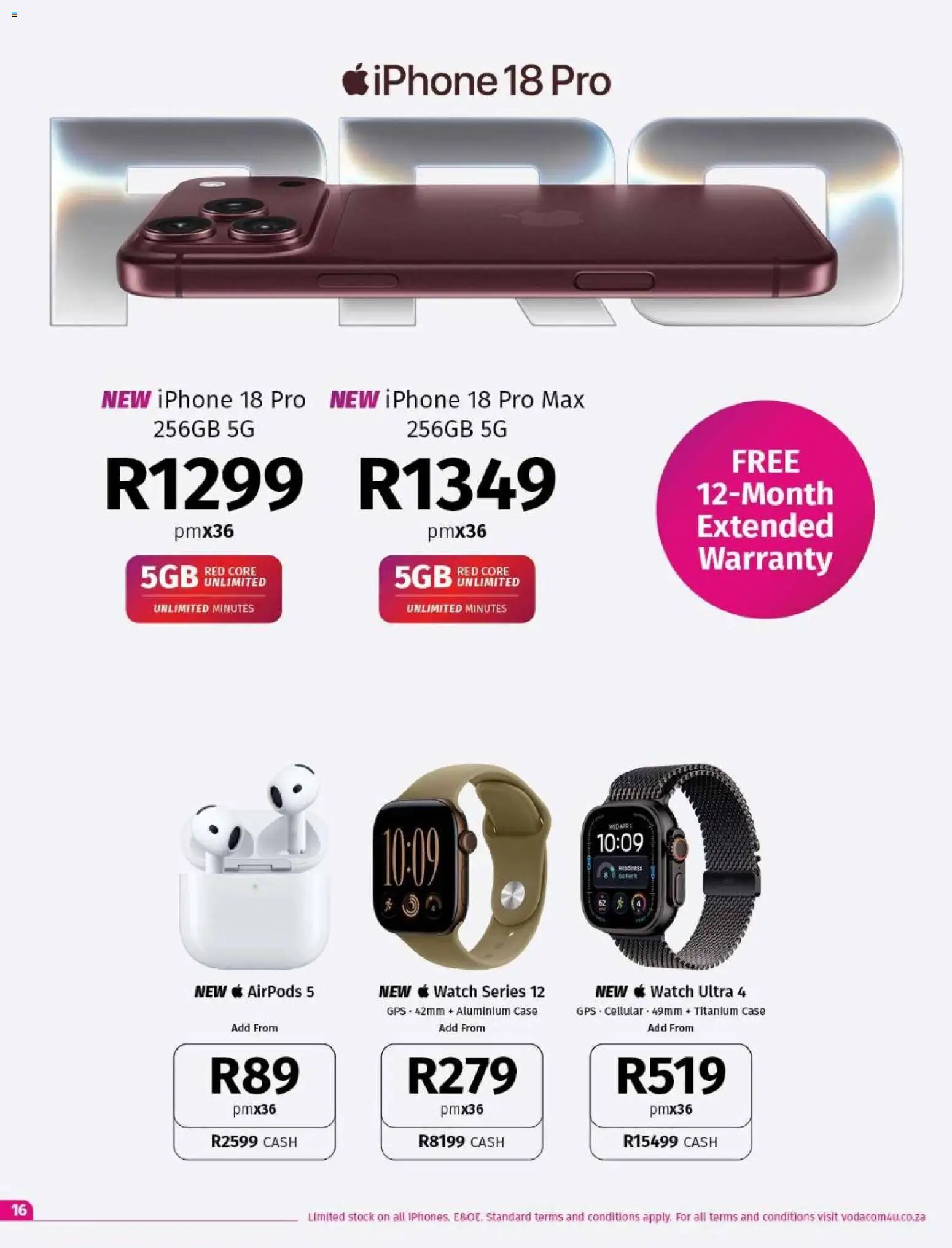 New Vodacom catalogue – valid from 01/10/2026 | Page: 16 | Products: Watch, Case, Stock