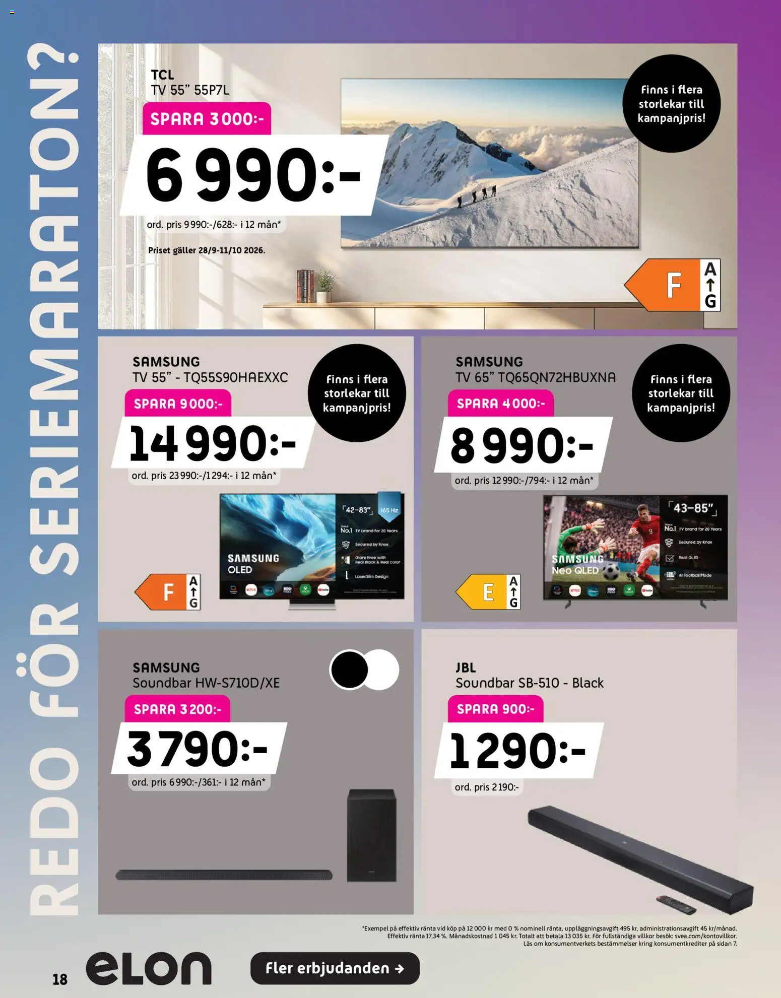 Elon reklamblad aktuell från 21/09/2026 | Sida: 18 | Produkter: Galler, Soundbar, Tv