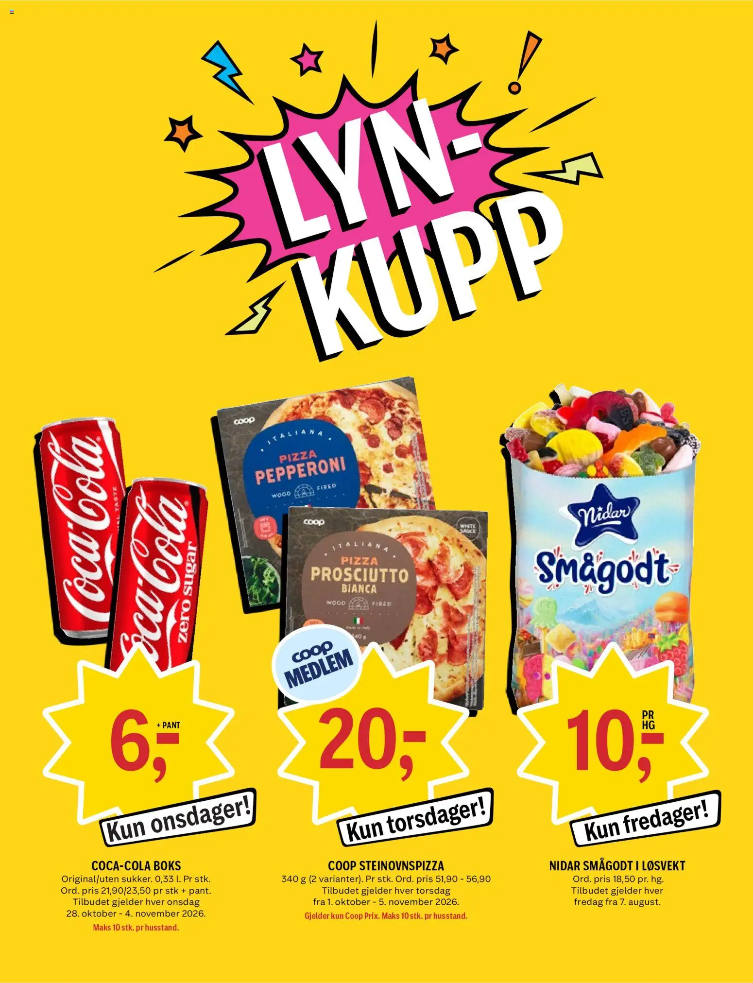 {H1} | Side: 16 | Produkter: Pizza, Smågodt, Prosciutto, Boks