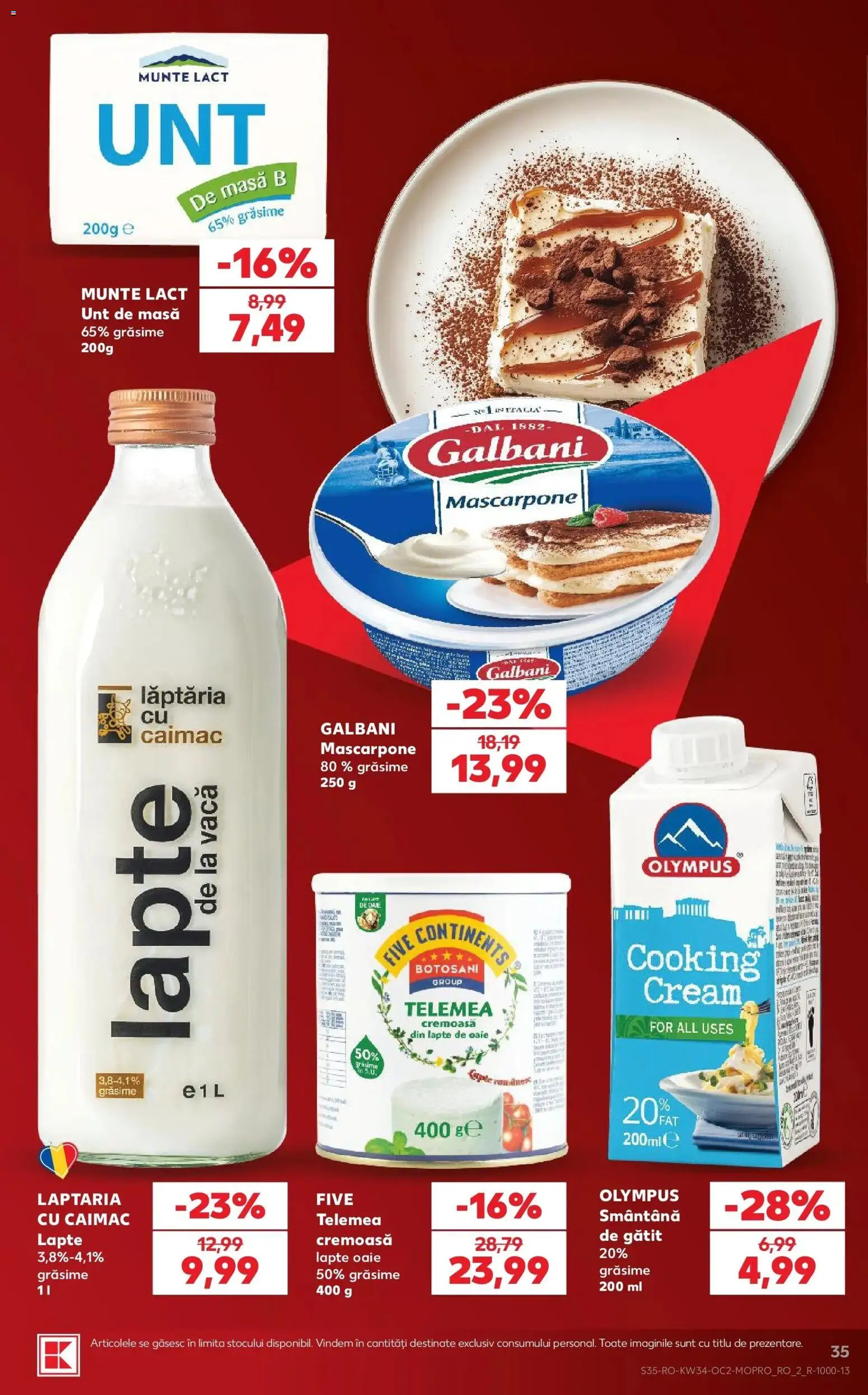 Kaufland Domnesti 19.08.2026 - Revista si Oferta | Pagină: 35 | Produse: Masă, Lapte, Unt, Smântână