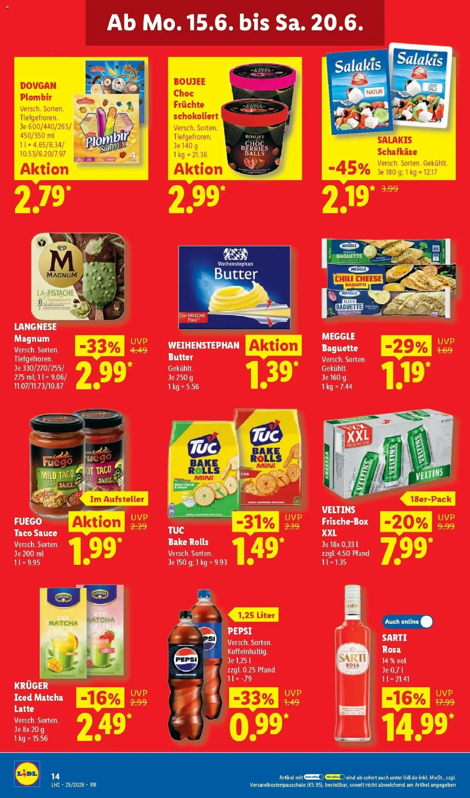 Lidl Prospekt Hagen – gültig ab 15.06.2026 | Seite: 24 | Produkte: Langnese, Baguette, Salakis, Pepsi