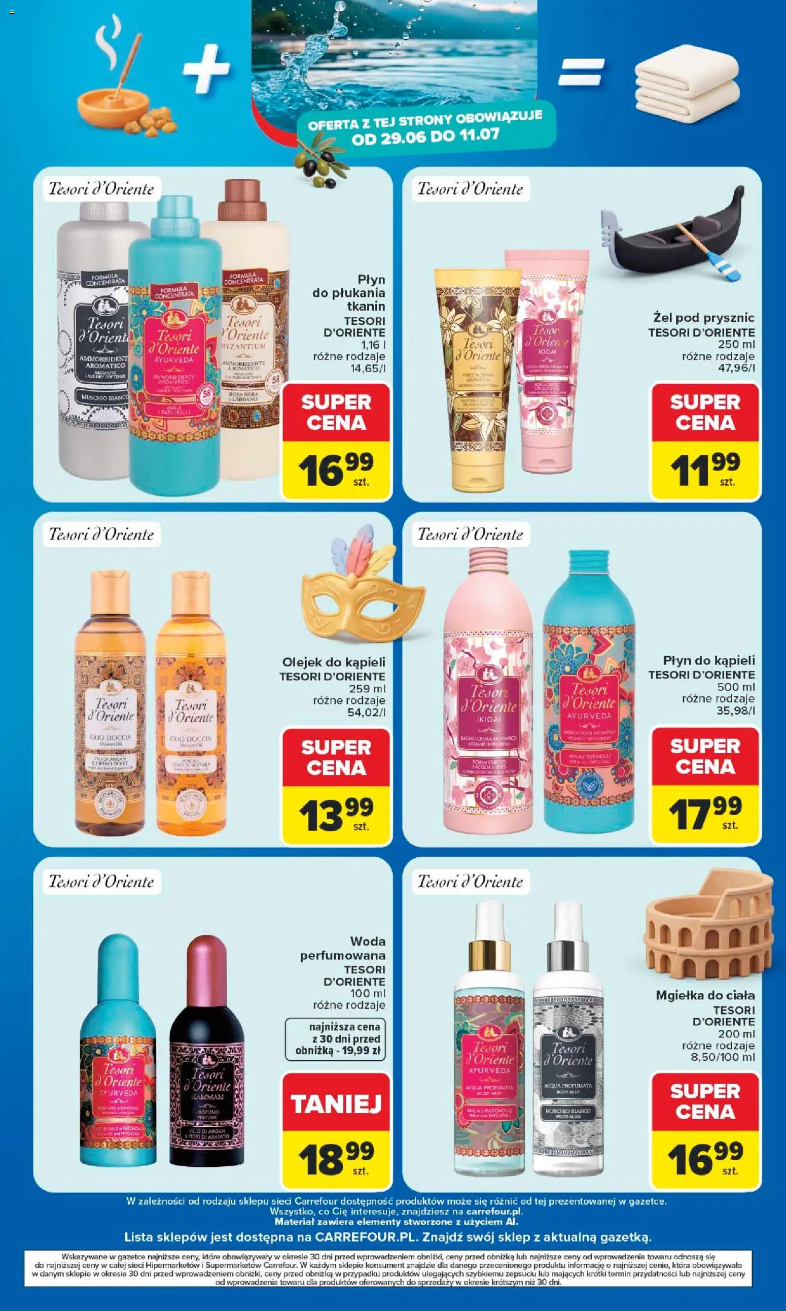 Carrefour gazetka - Kuchnia śródziemnomorska od 29.06.2026 | Strona: 16 | Produkty: Tesori d'oriente, Prysznic, Body, Woda