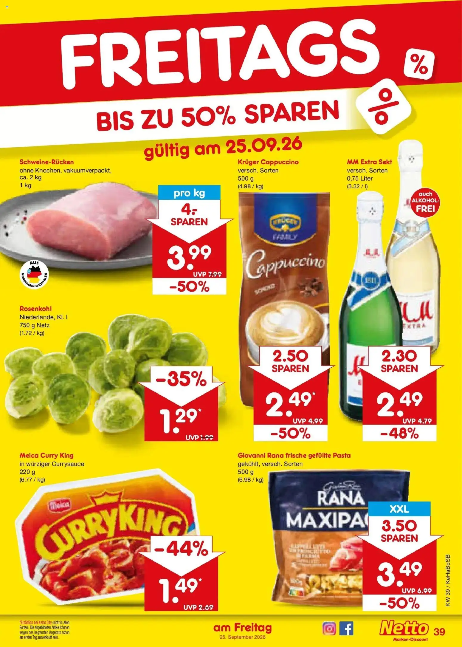 Netto Marken-Discount Prospekt Bochum – gültig ab 21.09.2026 | Seite: 55 | Produkte: Sekt, Meica, Pasta, Kruger cappuccino