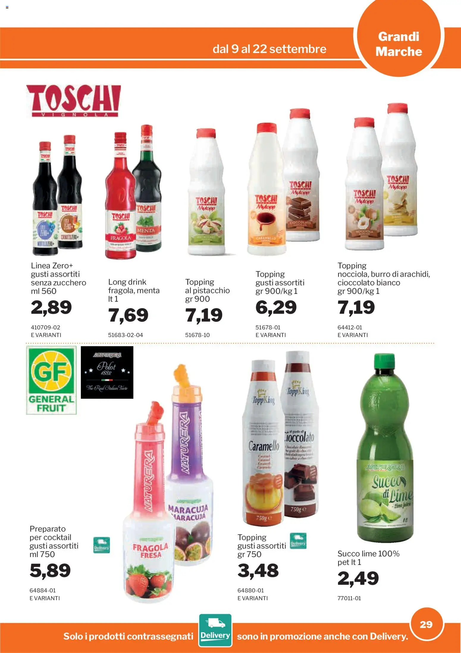 Volantino Sogegross del 09/09/2026 | Pagina: 29 | Prodotti: Cioccolato, Succo di lime, Cioccolato bianco, Topping