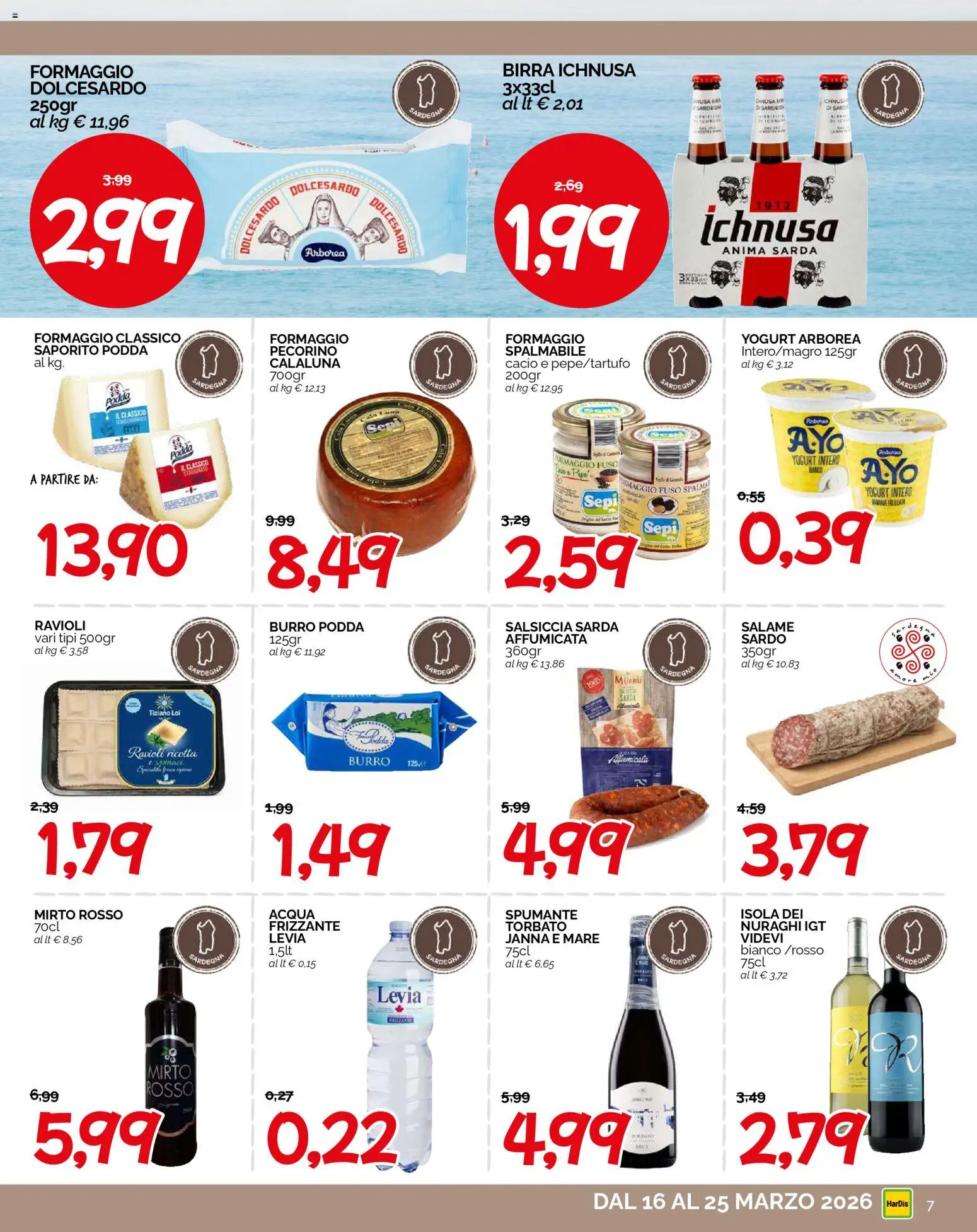 Volantino HarDis del 16.03.2026 | Pagina: 7 | Prodotti: Birra, Formaggio, Burro, Spumante