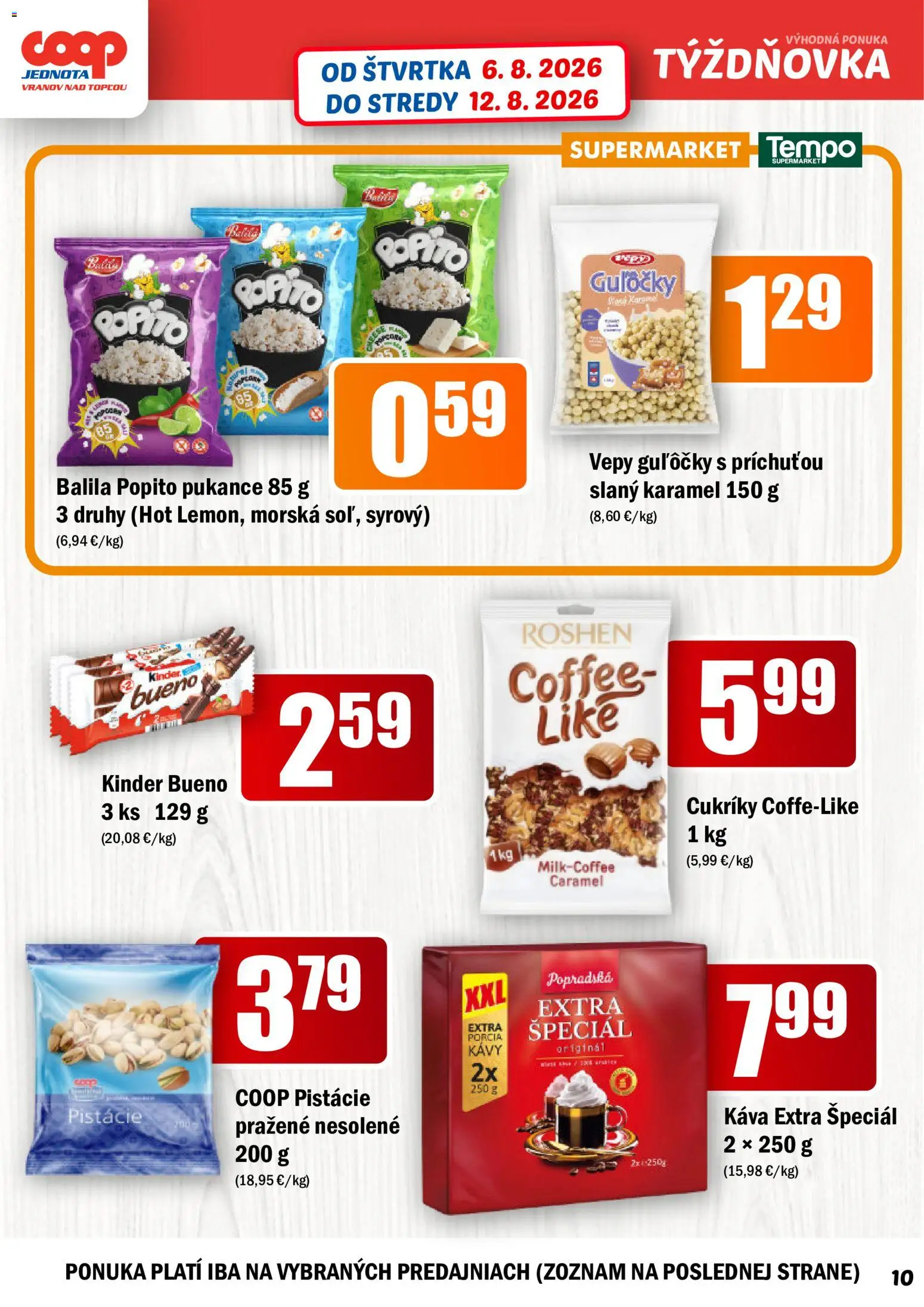 Nové COOP Jednota akcie – leták je platný od 06.08.2026 | Strana: 10