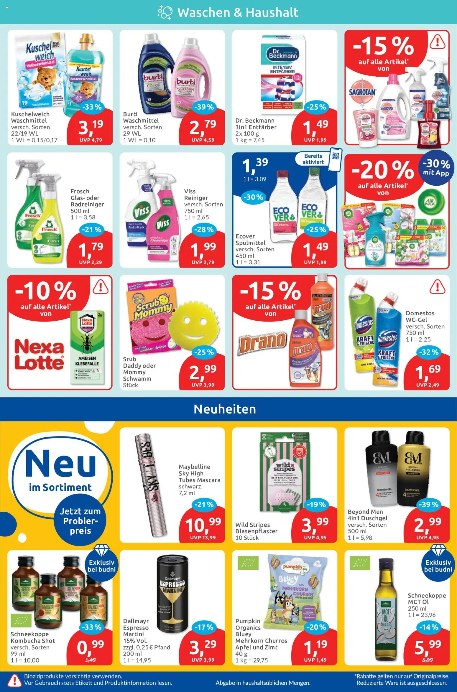 Budni Prospekt – gültig ab 27.07.2026 | Seite: 4 | Produkte: Martini, Äpfel, Waschmittel, Mascara