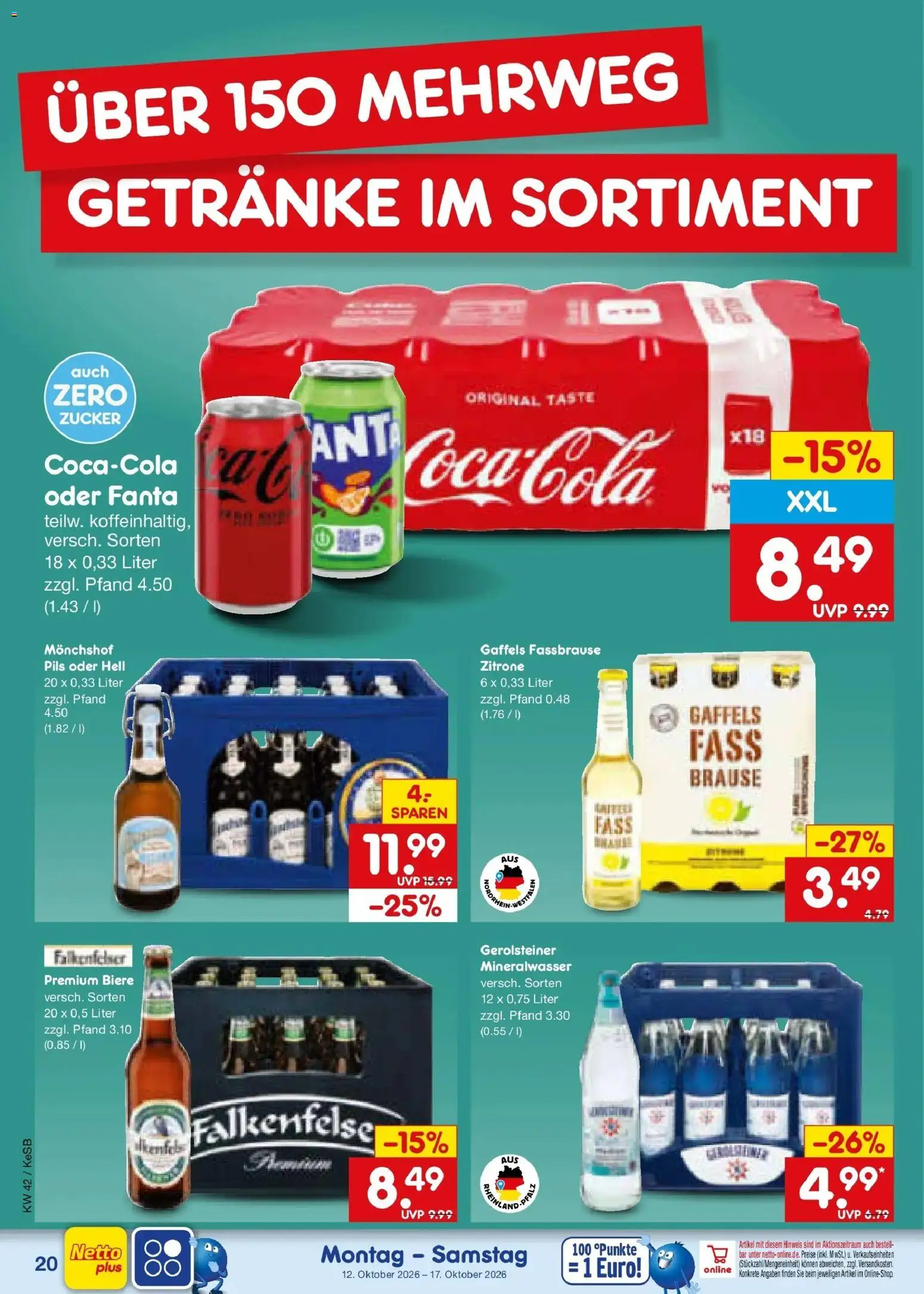 Netto Marken-Discount Prospekt Kruft (ab 12.10.2026) » Angebote | Seite: 24 | Produkte: Mineralwasser, Zitrone, Fassbrause, Gerolsteiner