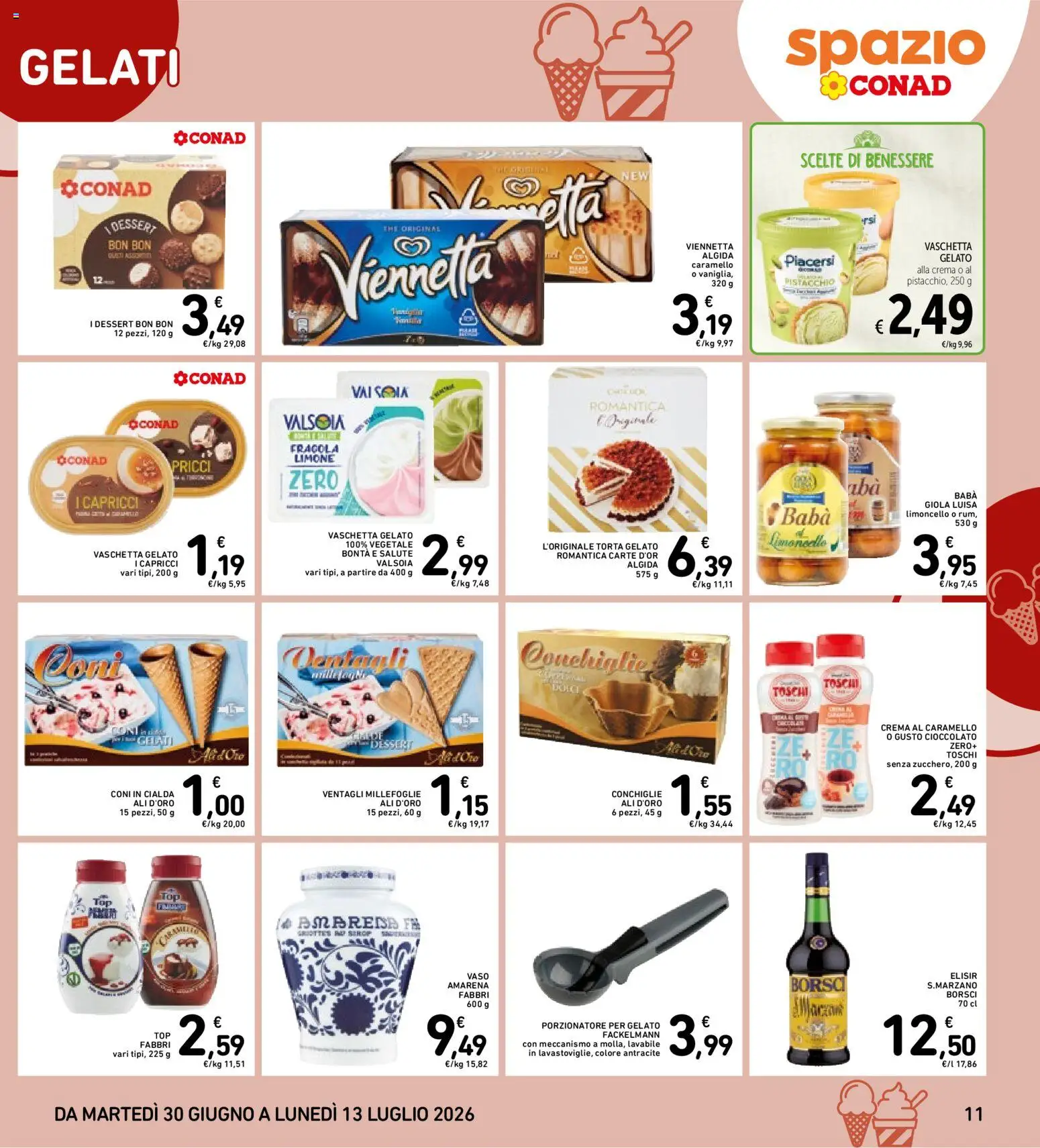 Volantino Spazio Conad del 30/06/2026 | Pagina: 11 | Prodotti: Cioccolato, Gelato, Limone, Vaso