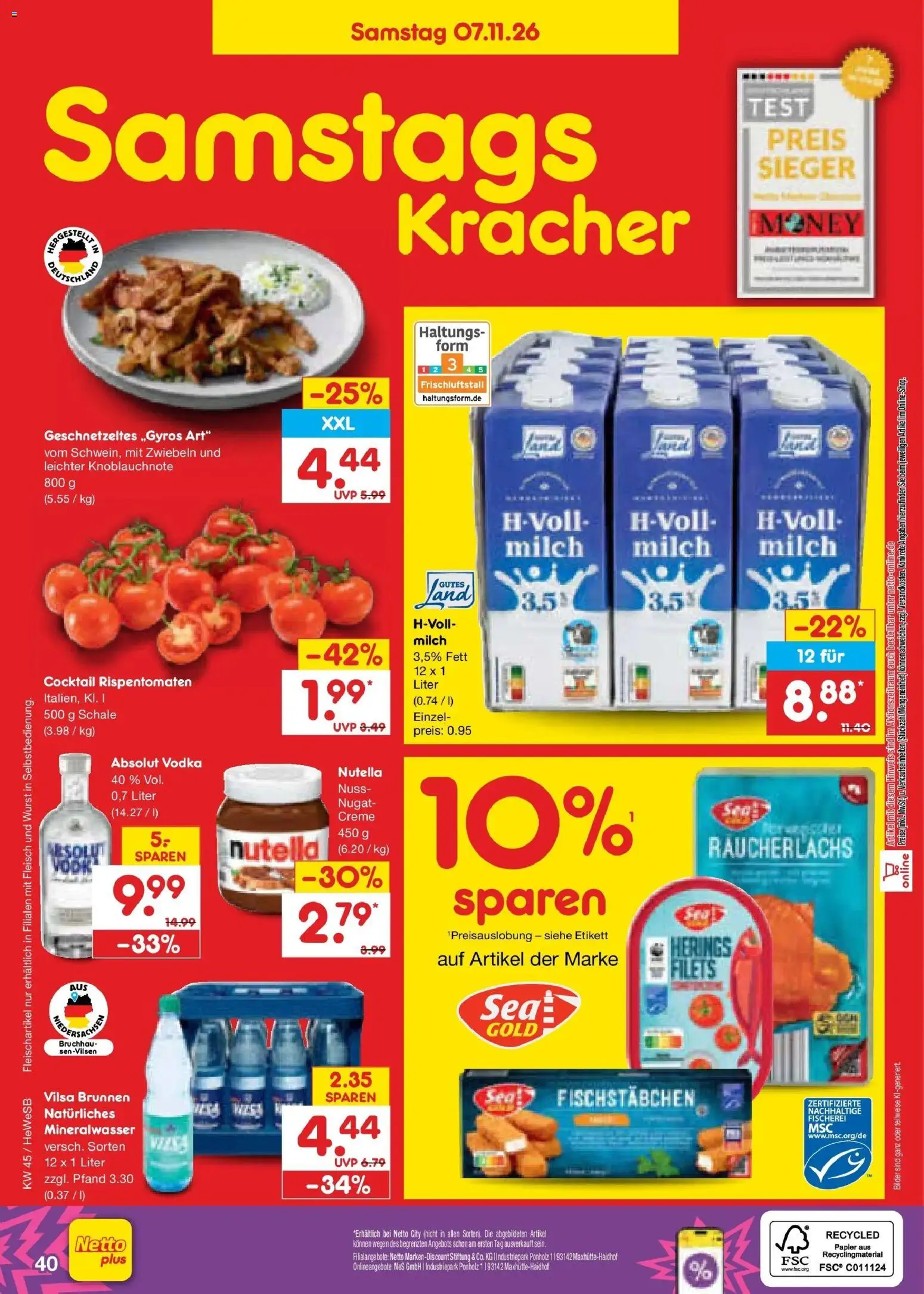 Netto Marken-Discount Prospekt Hamburg – gültig ab 02.11.2026 | Seite: 60 | Produkte: Creme, Nutella, Wurst, Vodka