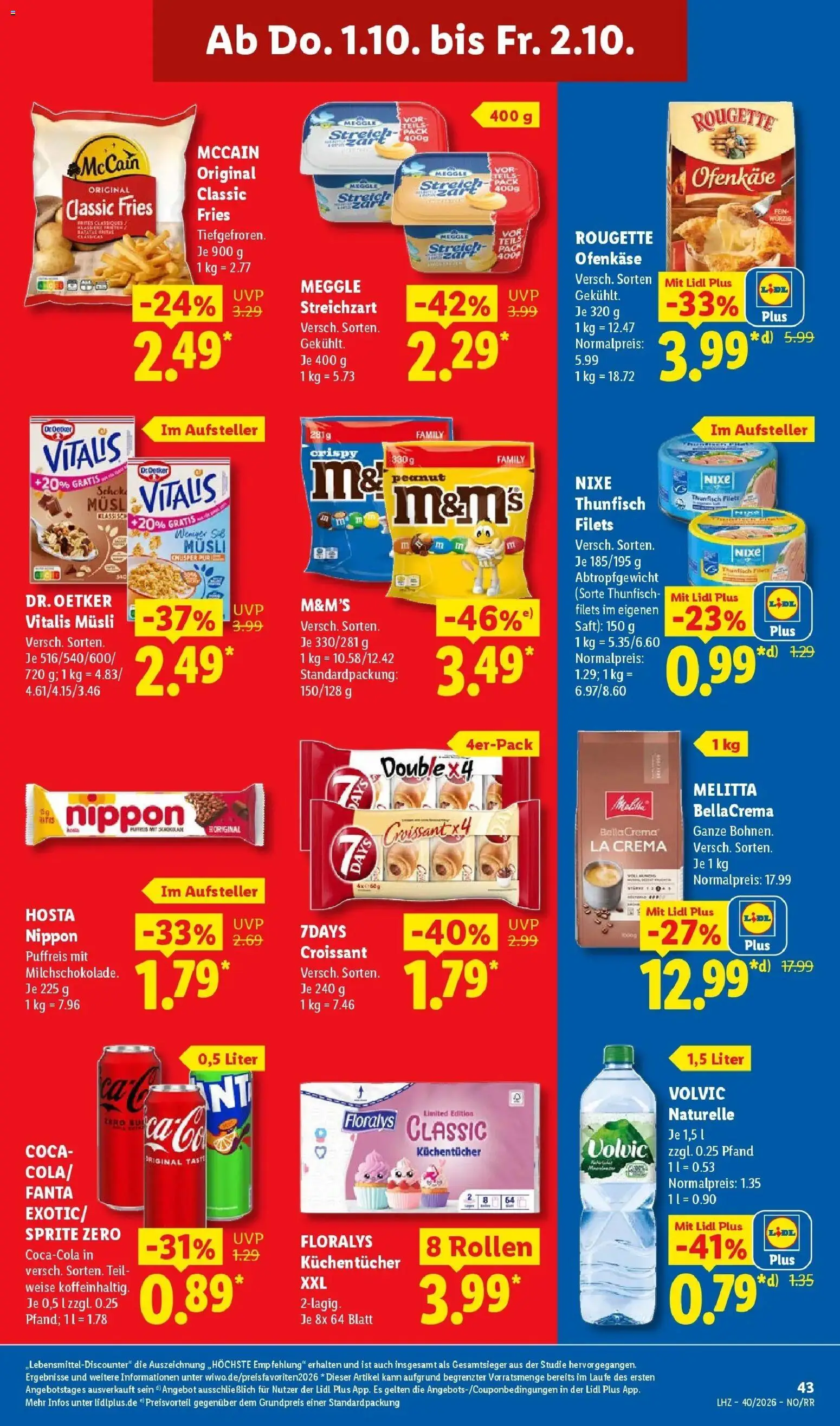 Lidl Prospekt Zülpich (ab 28.09.2026) zum Blättern » Angebote | Seite: 63 | Produkte: Musli, McCain, Croissant, Volvic