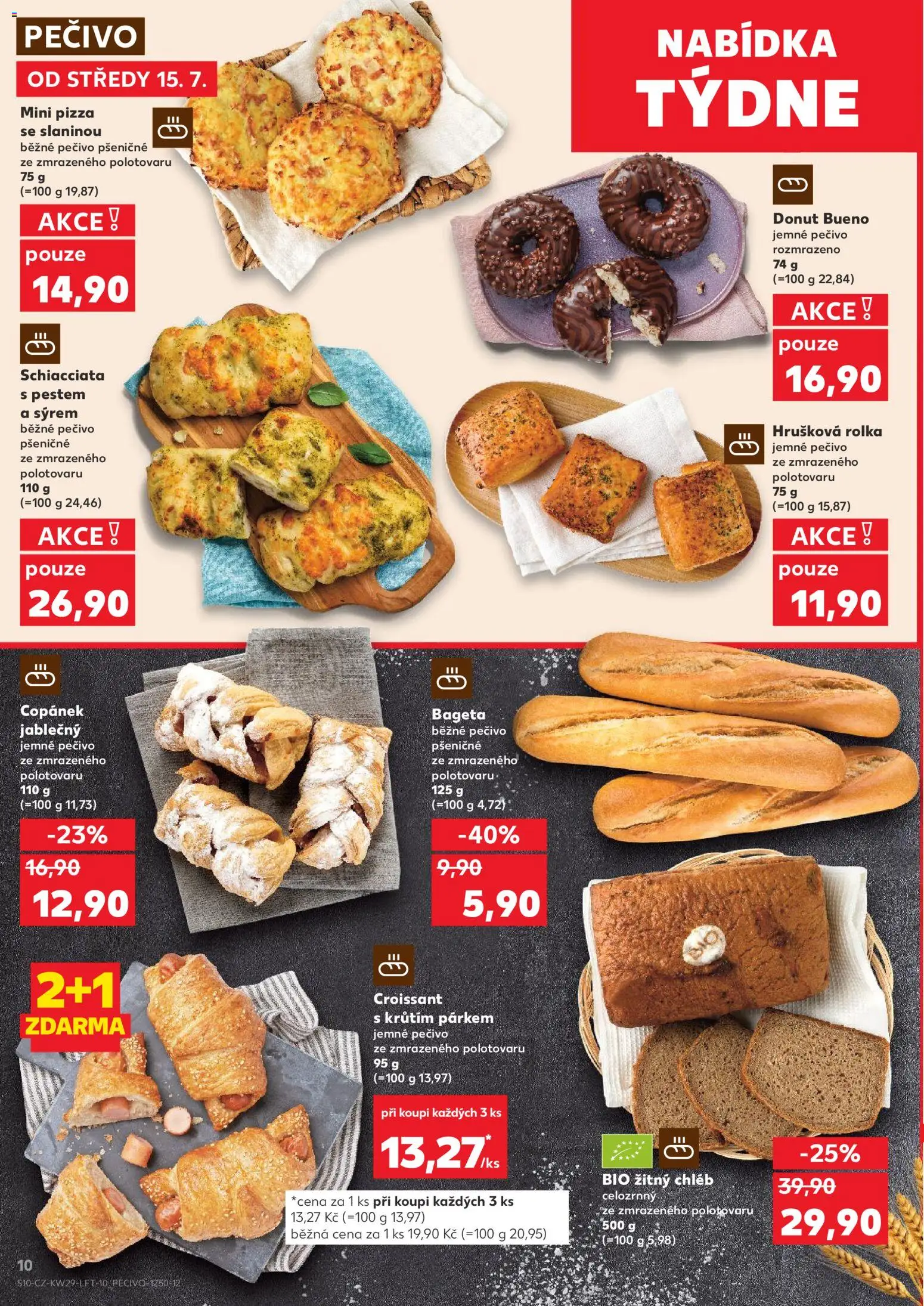Kaufland leták od 15.07.2026 | Strana: 10 | Produkty: Donut, Chléb, Croissant, Bageta