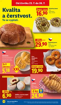 Náhled letáku Pizza Margherita donut, 125 g, pšeničné pečivo od 23.07.2026 | Strana: 14 | Produkty: Donut, Chléb, Pizza, Dalamánek