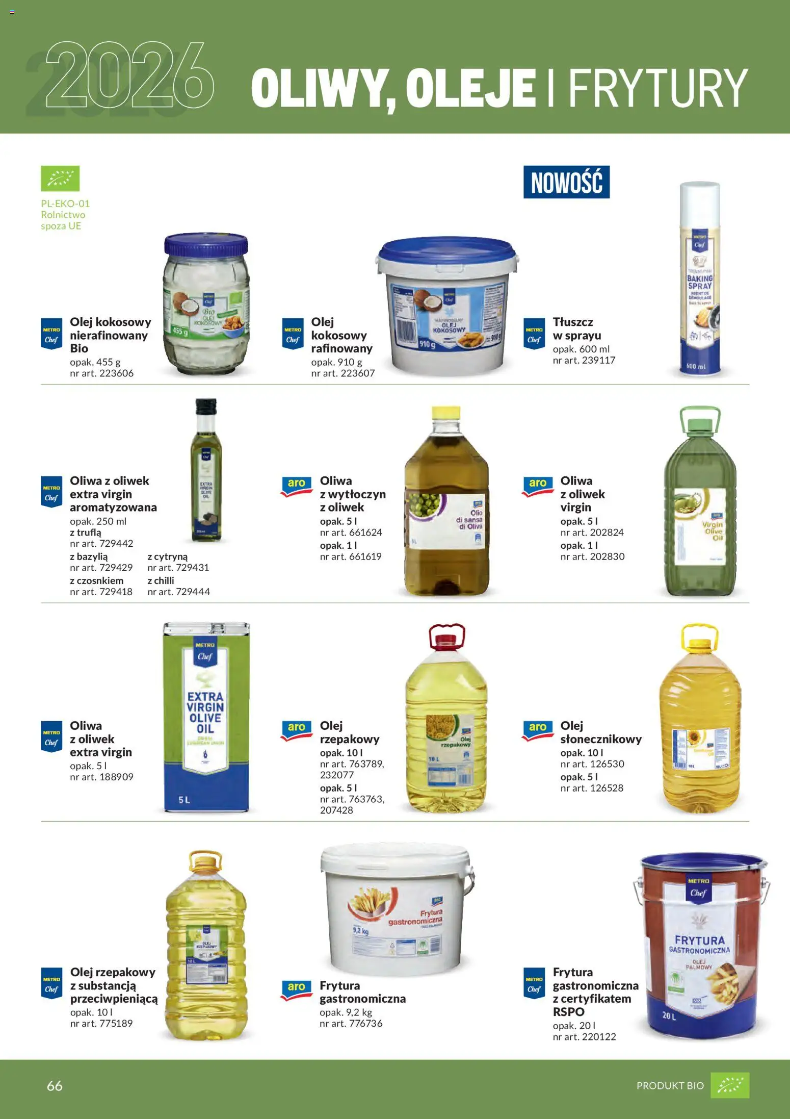 Makro gazetka - Produktów marek własnych dla profesjonalnej Gastronomii od 01.03.2026 | Strona: 66 | Produkty: Oliwa z oliwek, Frytura, Bazylia, Olej kokosowy