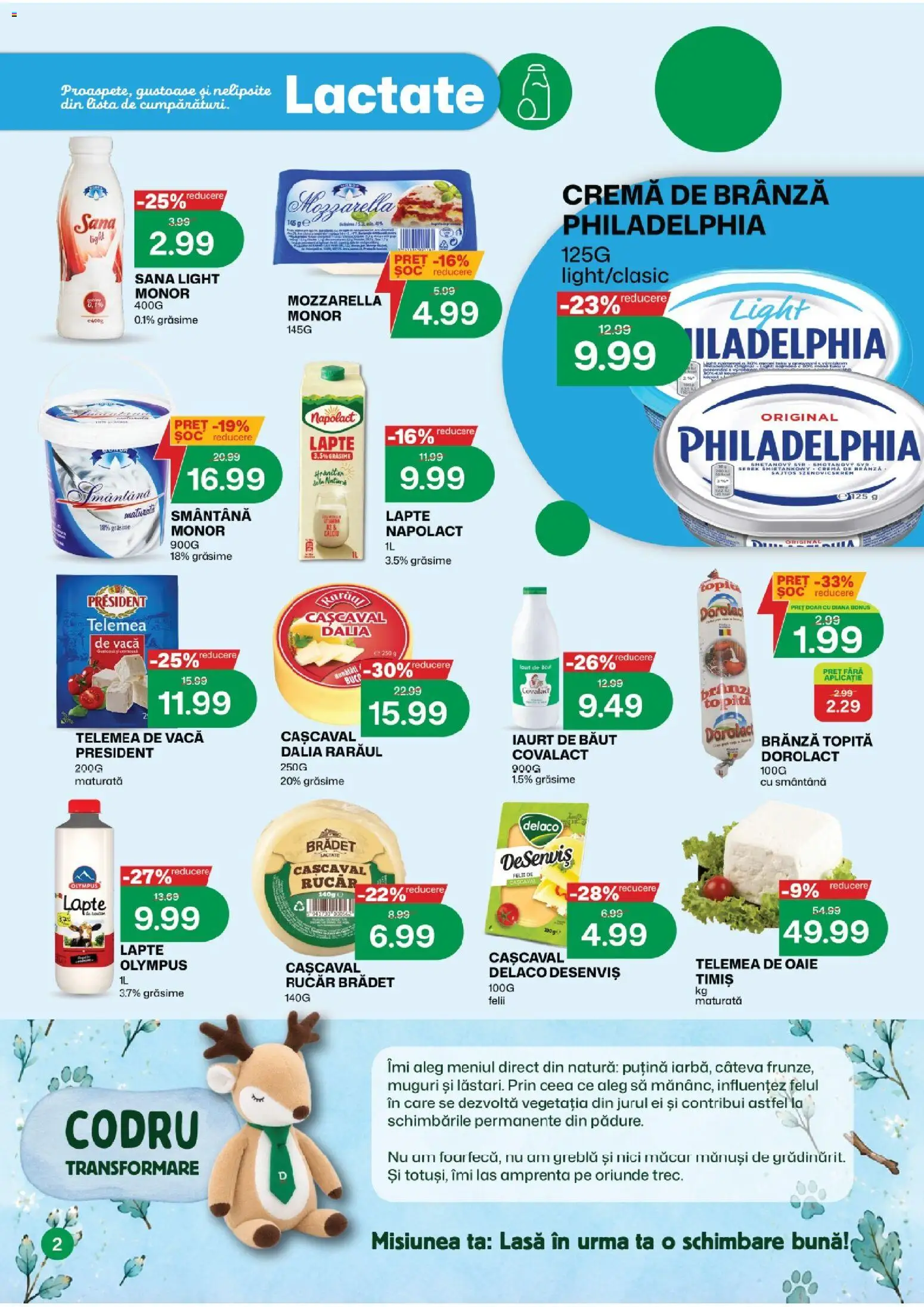 Noul catalog Diana – valabil de la 16.10.2026 | Pagină: 2 | Produse: Delaco, Cașcaval, Mozzarella, Lapte