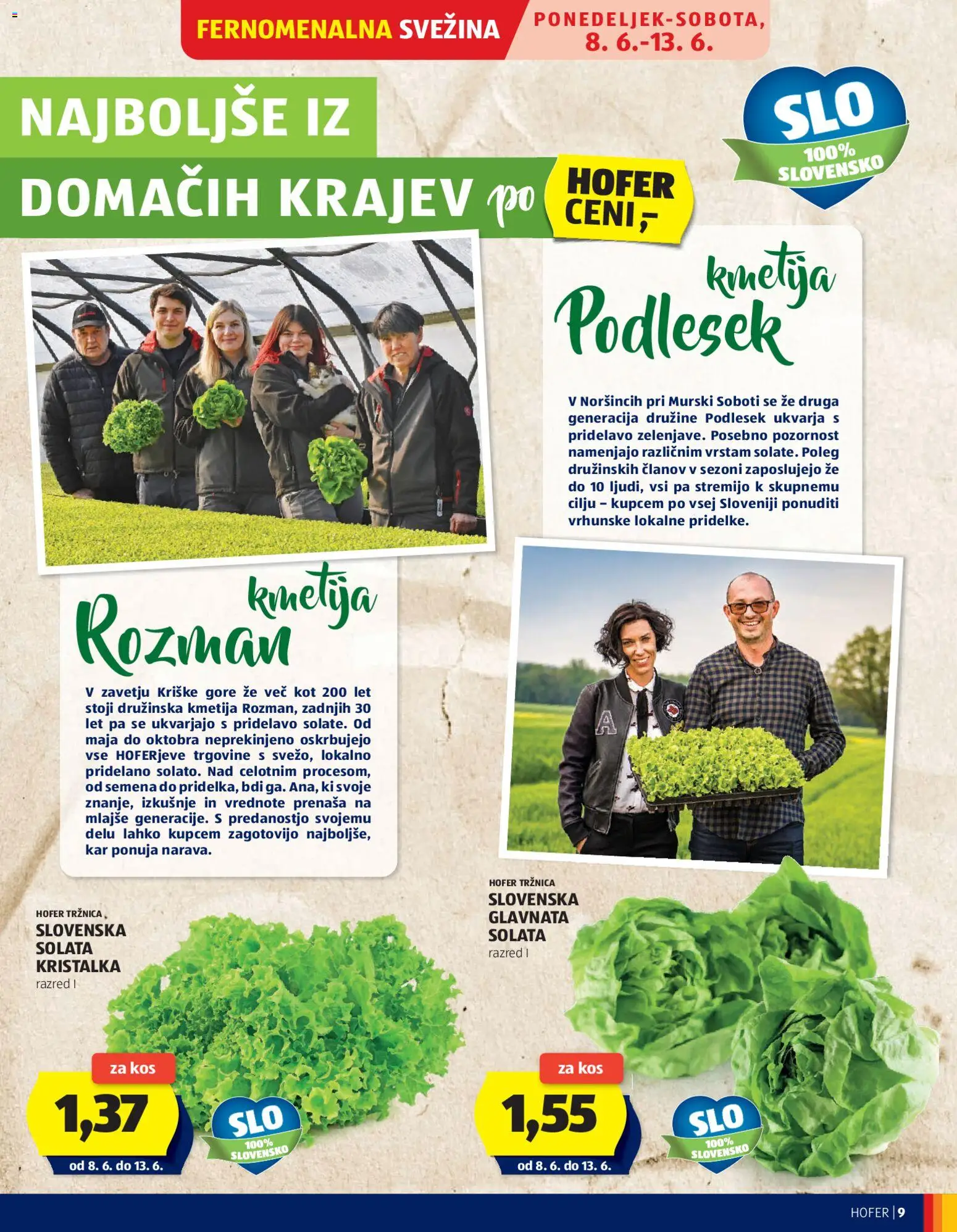Novi Hofer katalog ponudbe – veljaven od 03.06.2026 | Stran: 9 | Izdelki: Kos, Solata