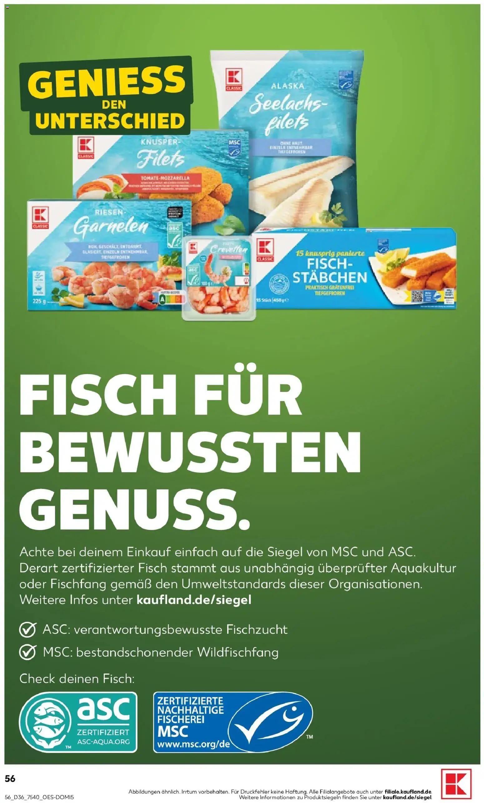 Prospekt Kaufland ab 31.08.2026 » Angebote Online zum Blättern | Seite: 65 | Produkte: Mozzarella, Garnelen, Fisch