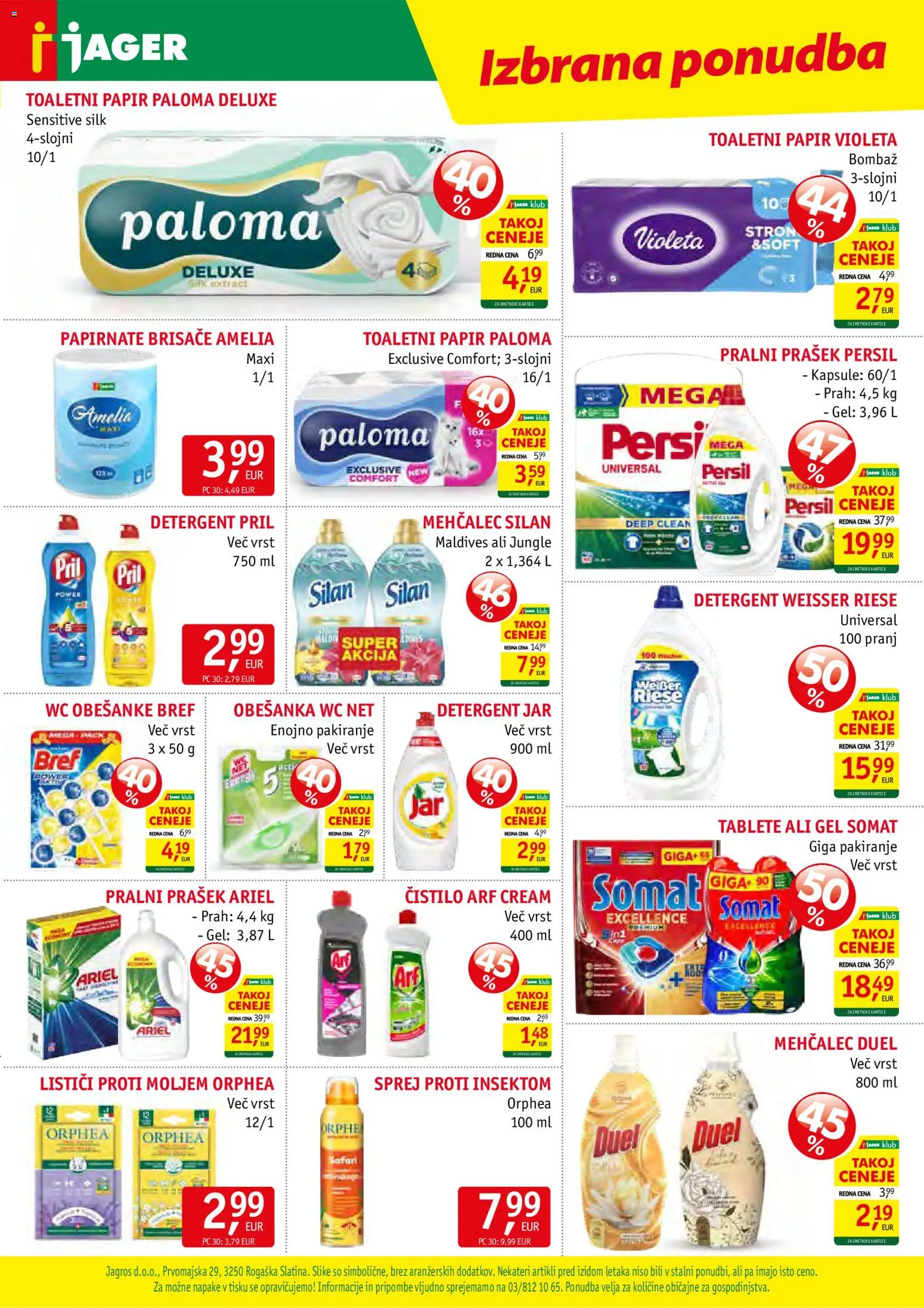 Novi Jager katalog ponudbe – veljaven od 24.06.2026 | Stran: 15 | Izdelki: Mehčalec, Toaletni papir, Papirnate brisače, Detergent