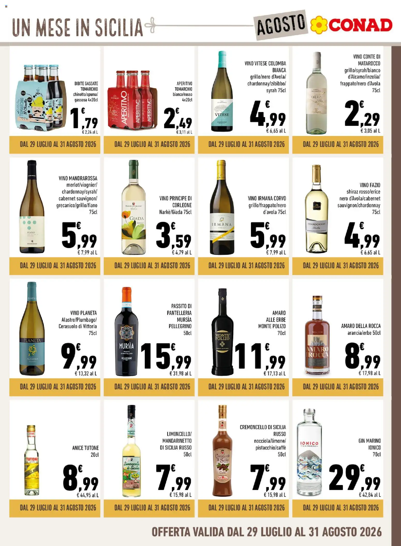 Volantino Conad del 29/07/2026 | Pagina: 11 | Prodotti: Vino, Bibite, Amaro, Aperitivo