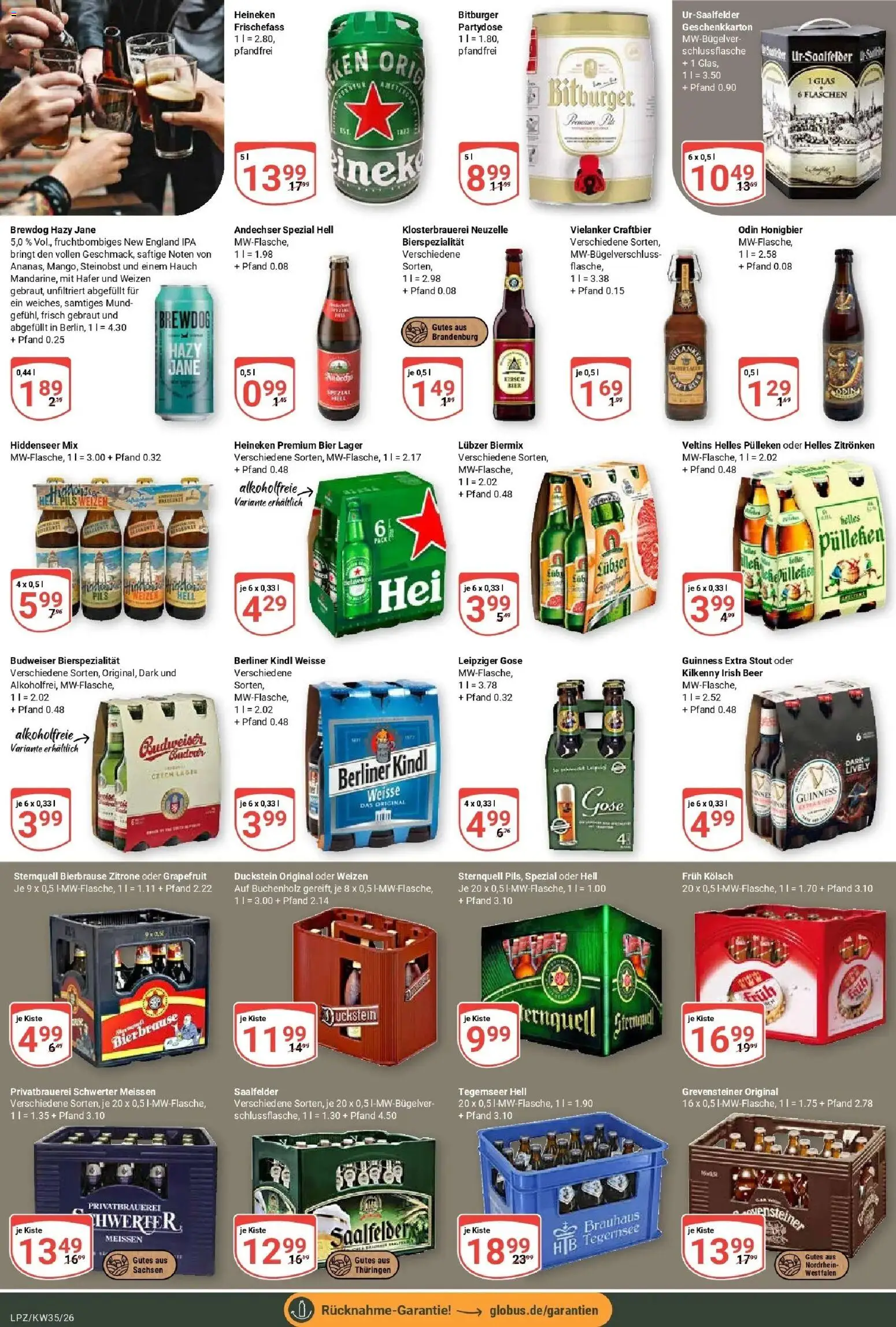 Globus Prospekt Leipzig (ab 24.08.2026) » Angebote online | Seite: 19 | Produkte: Berliner, Bitburger, Bier, Veltins