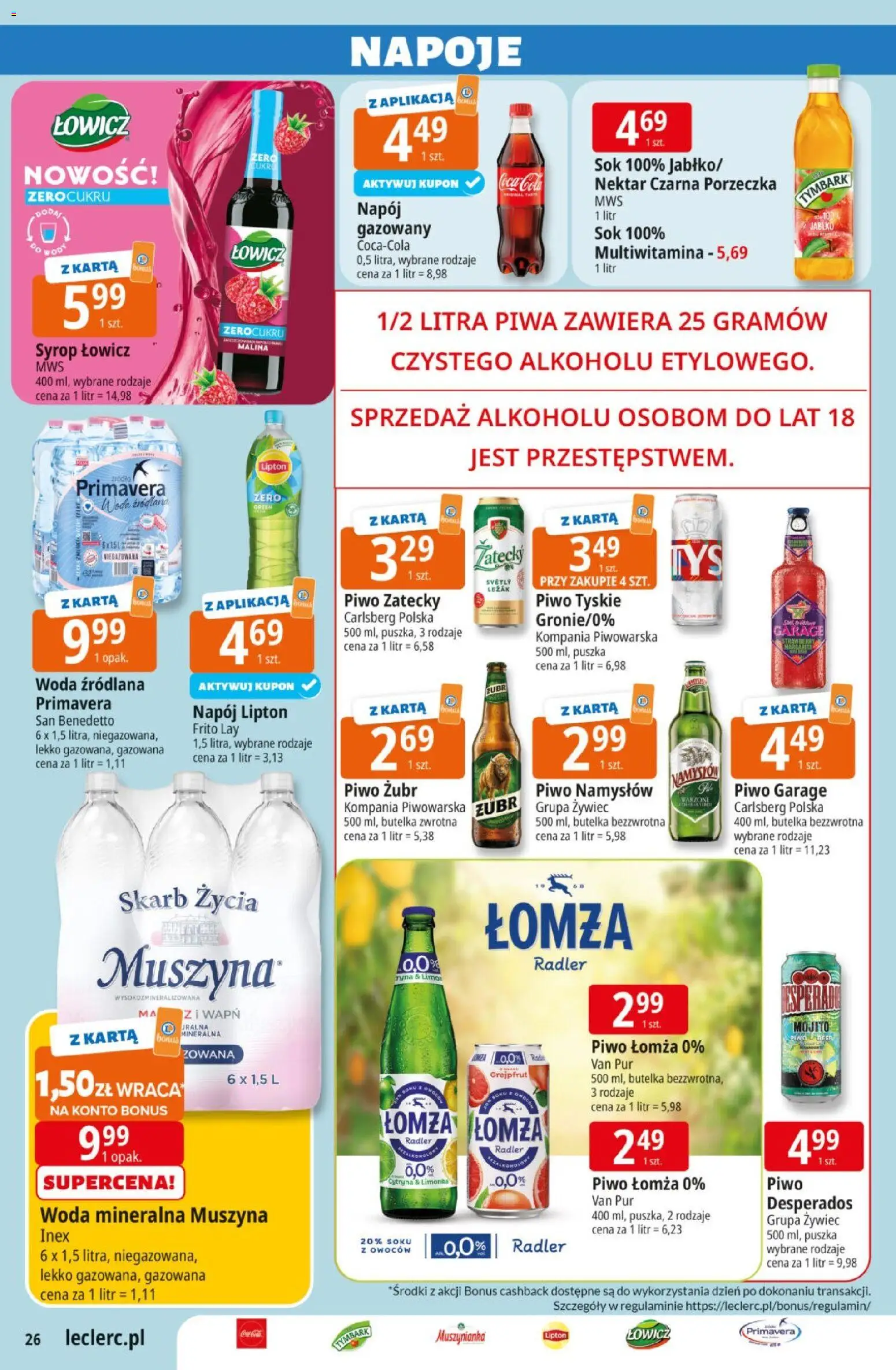 E.Leclerc gazetka od 12.05.2026 | Strona: 26 | Produkty: Cytryna, Syrop, Coca cola, Piwo