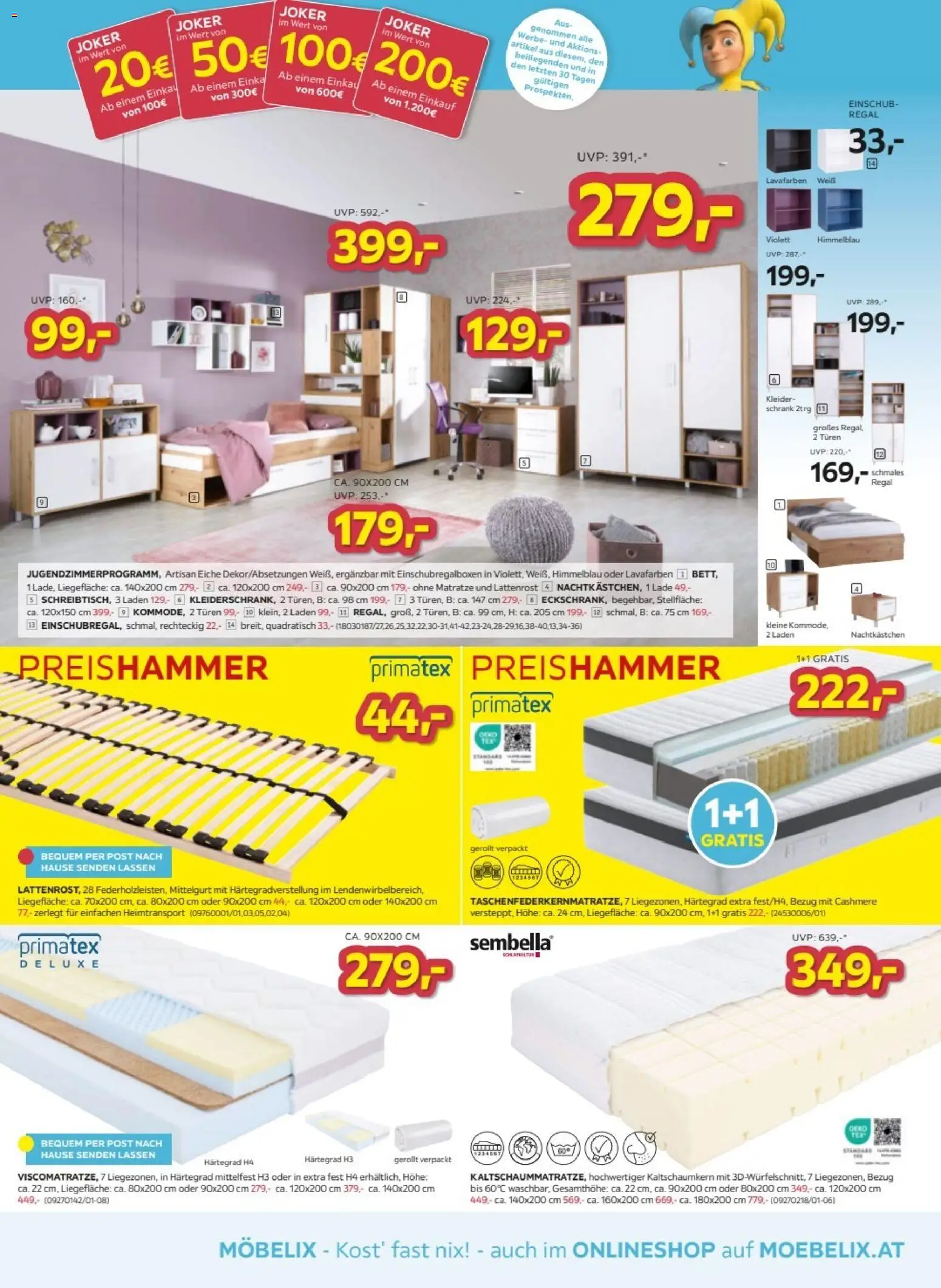 Möbelix Prospekt gültig ab 05.10.2026 | Seite: 7 | Produkte: Bett, Lattenrost, Regal, Schrank