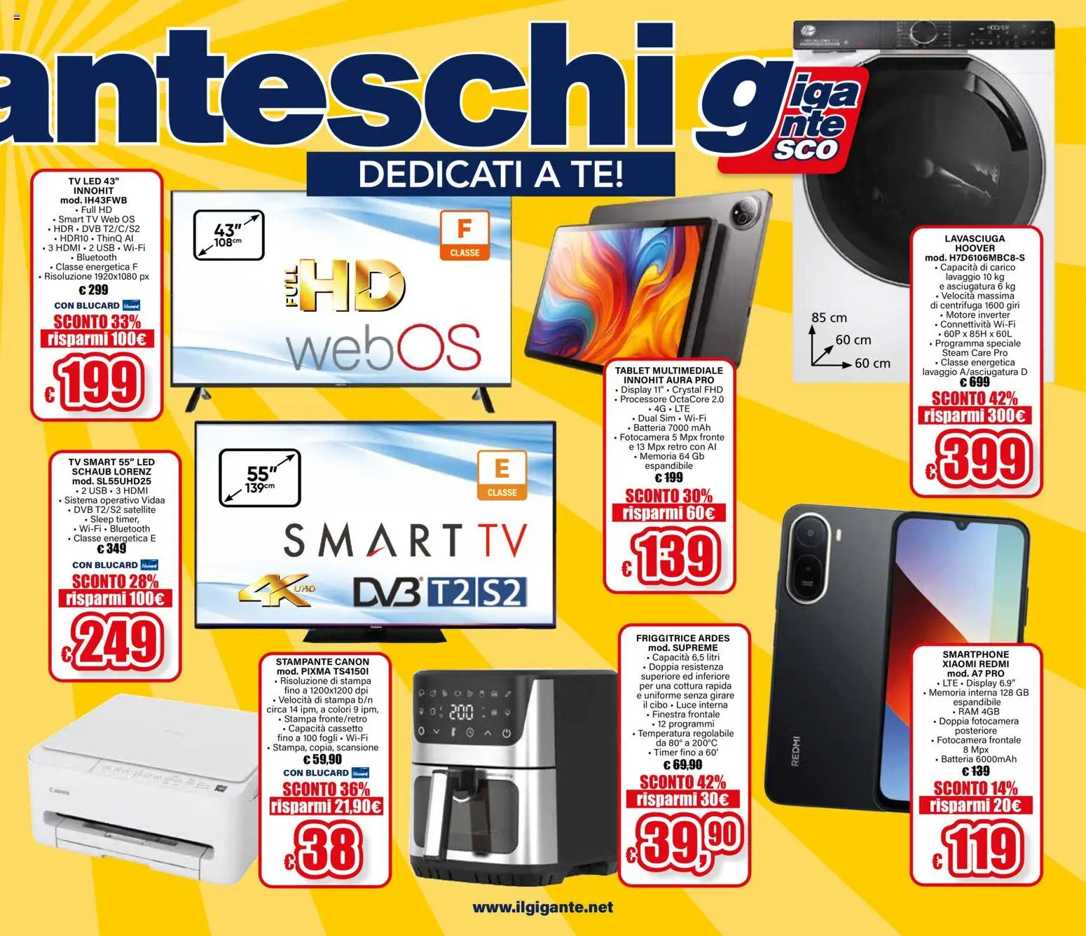 Volantino Il Gigante del 21/09/2026 | Pagina: 7 | Prodotti: Lavasciuga, smart TV, Tablet, USB